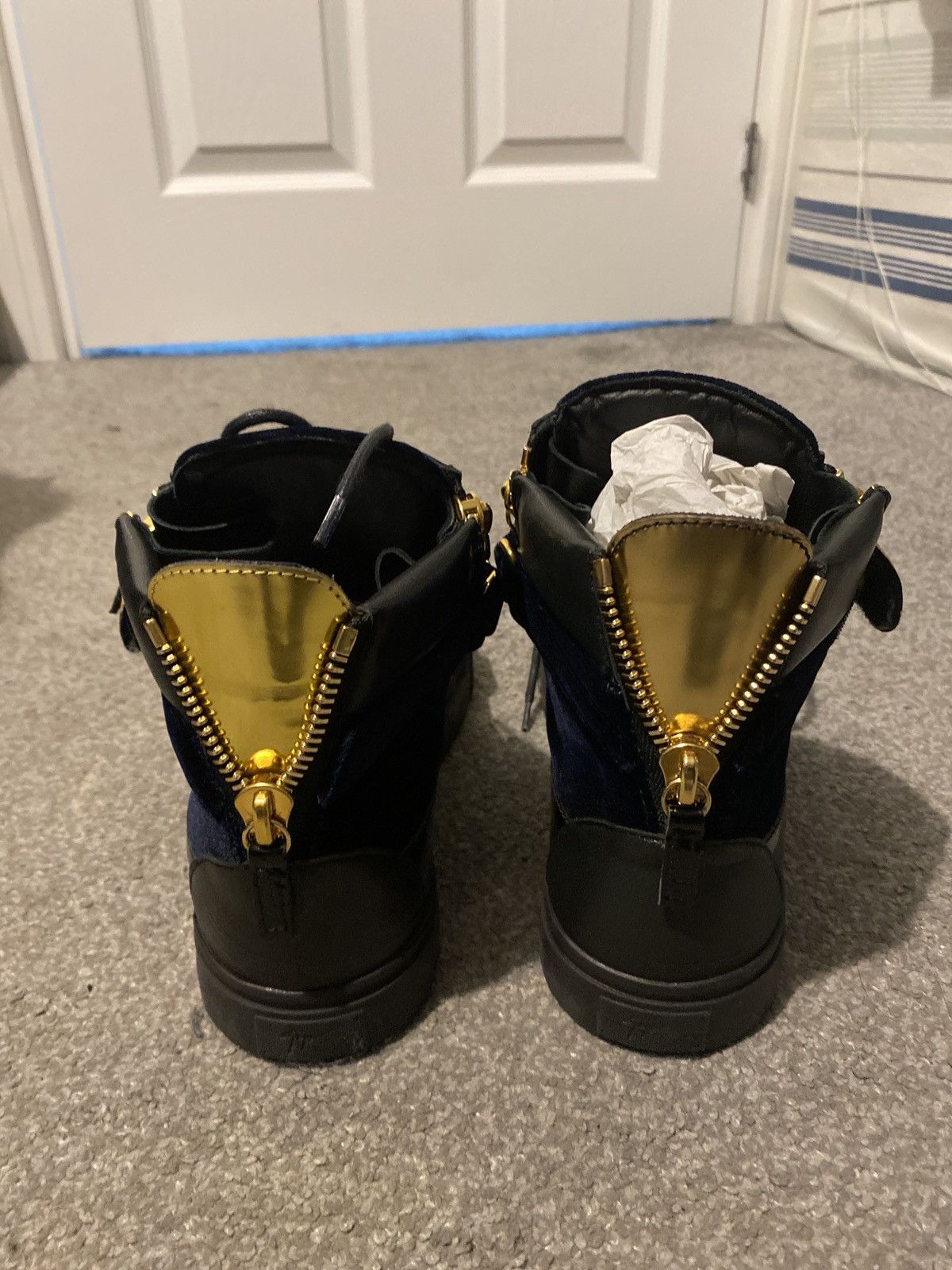 Giuseppe Zanotti Giuseppe Zanotti Navy Blue/Black Coby High Tops Size US 7 / EU 40 - 8 Thumbnail