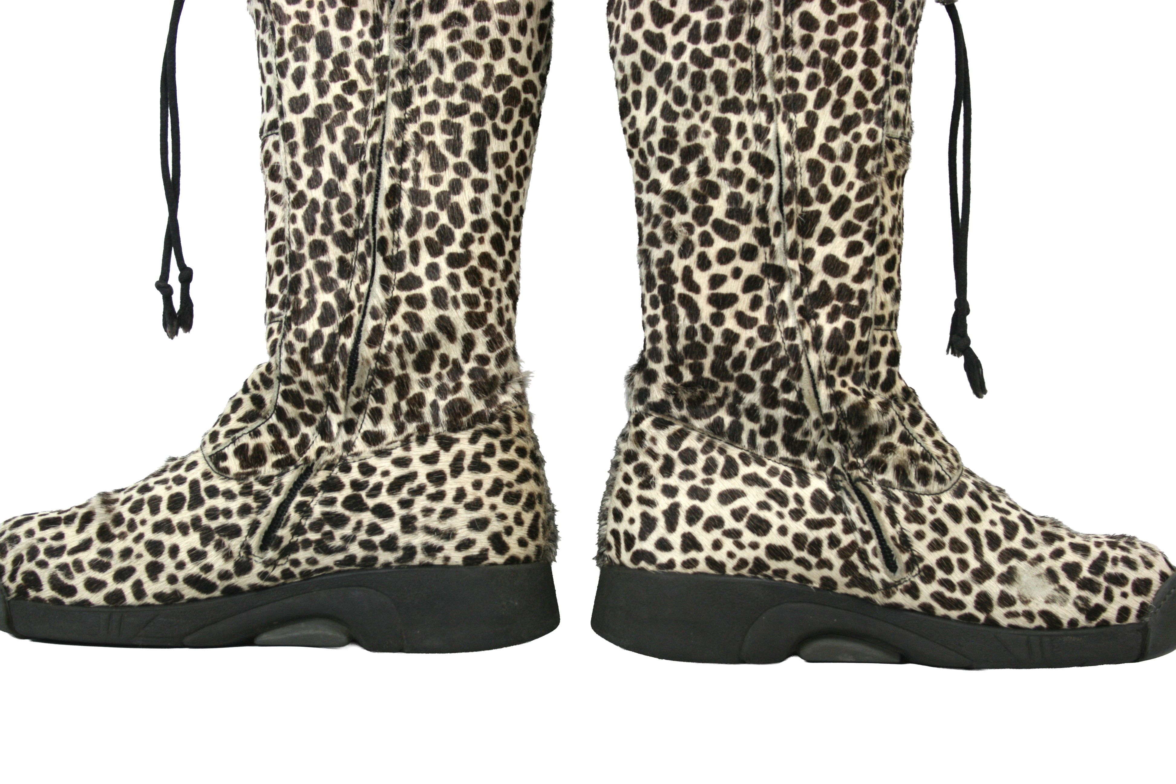 Japanese Brand Bumper Leopard Y2K Knee High Fur Hair Boots Size US 5 / IT 35 - 10 Thumbnail