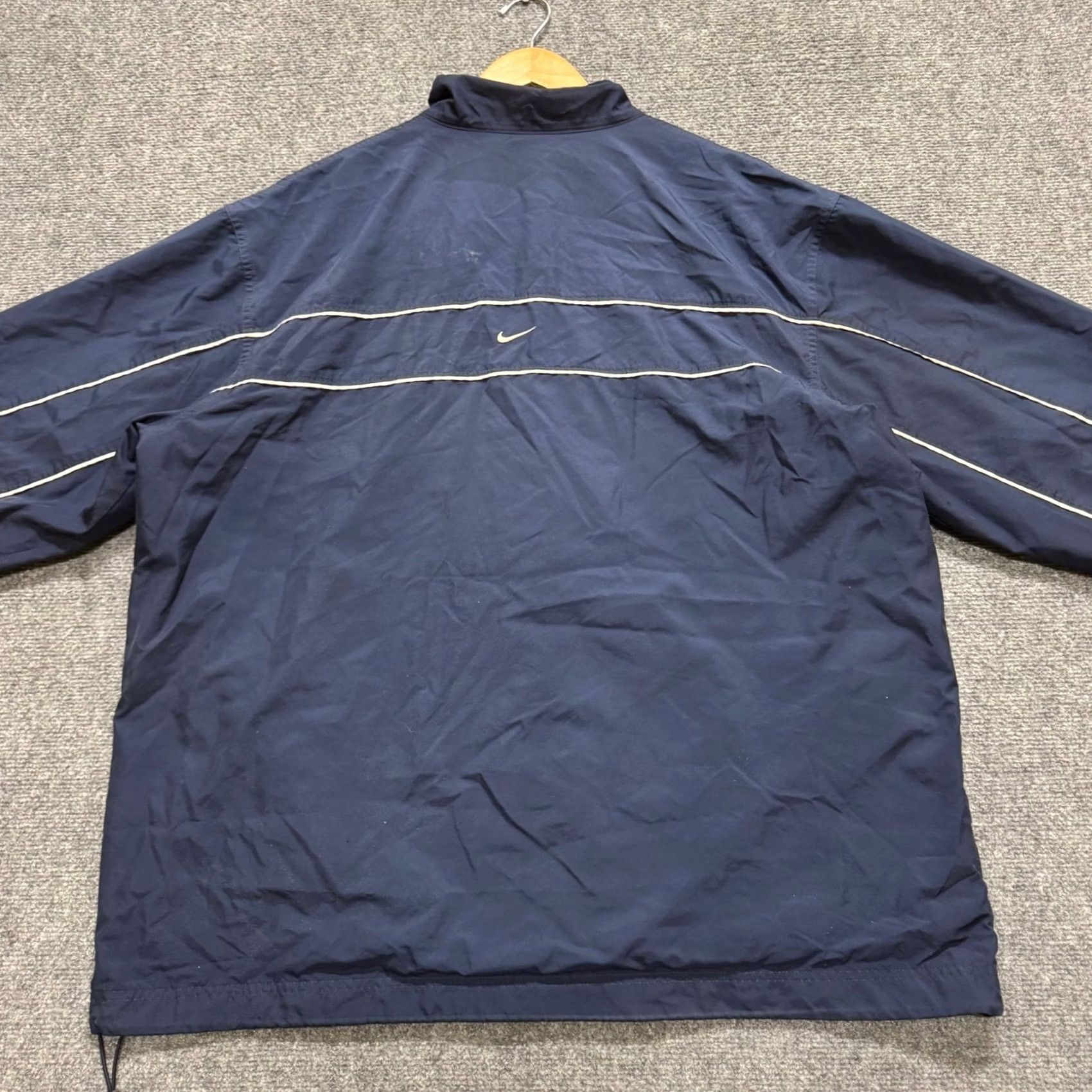 Nike VTG Nike Windbreaker Jacket 2XL Navy Blue Fullzip Striped Nylon Mens Size US XXL / EU 58 / 5 - 3 Thumbnail