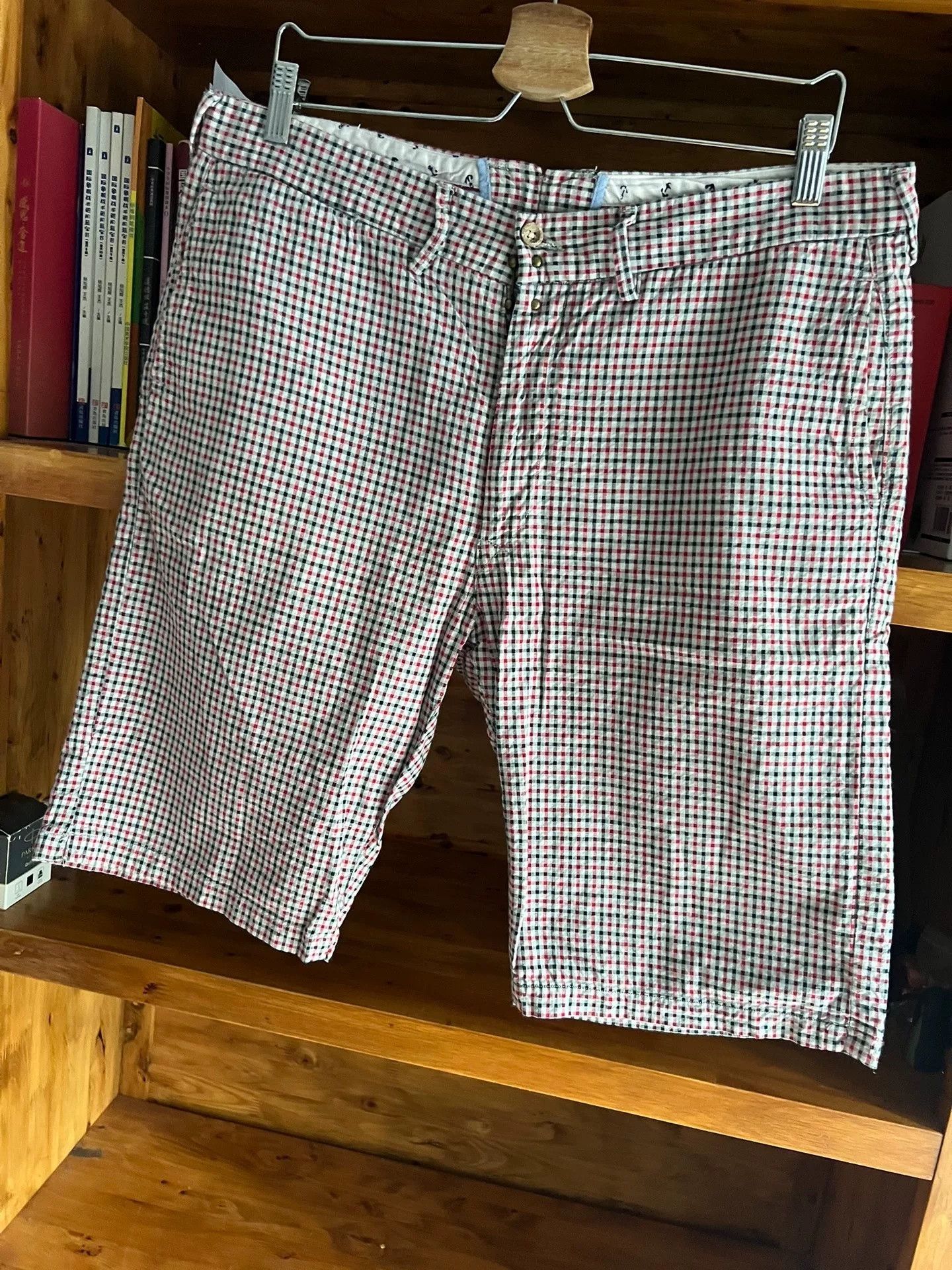 45rpm 45R Japanese Plaid Casual Wood Button Shorts Size US 36 / EU 52 - 3 Thumbnail