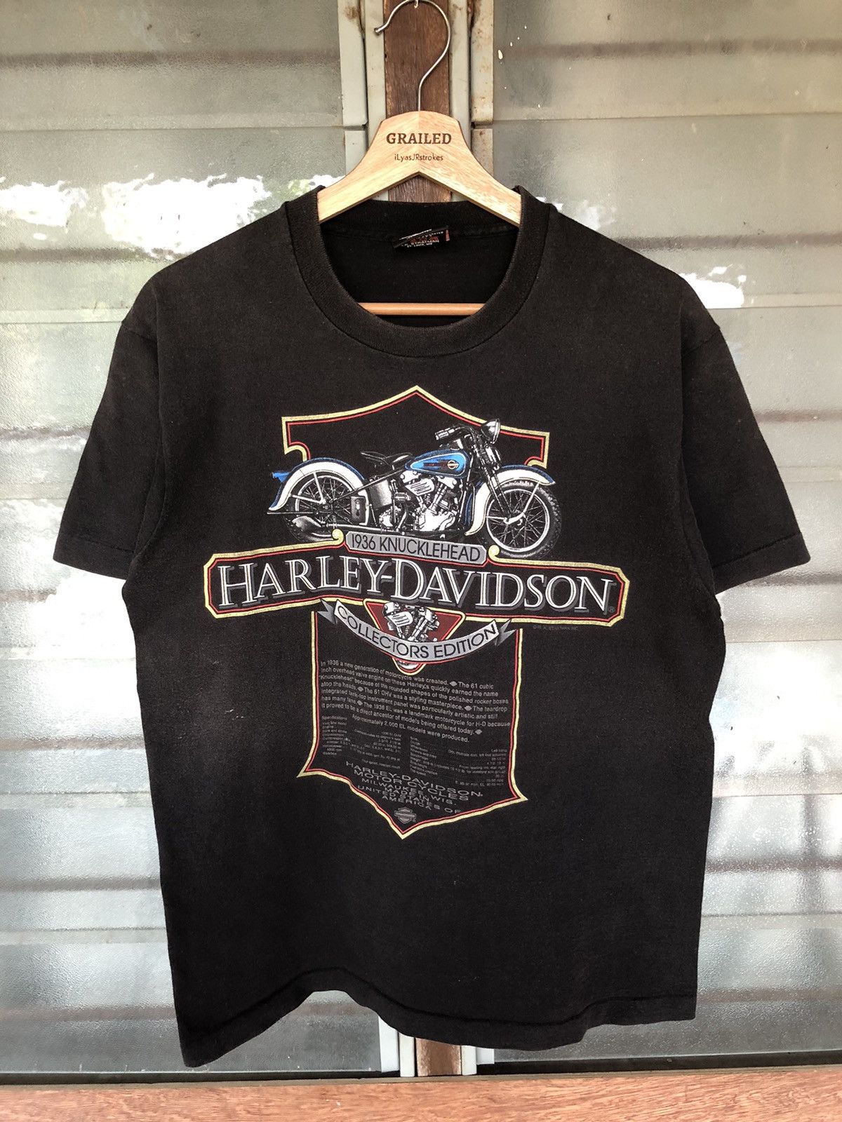 Harley Davidson Vintage 90’s Harley Davidson Knucklehead Rare Shirt Tee Size US M / EU 48-50 / 2 - 5 Thumbnail