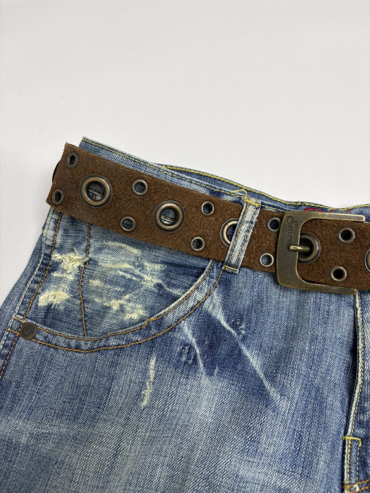 Hysteric Glamour Vintage Y2K Rhinestones Like Number Nine Punk Leather Belt Size 34 - 3 Thumbnail