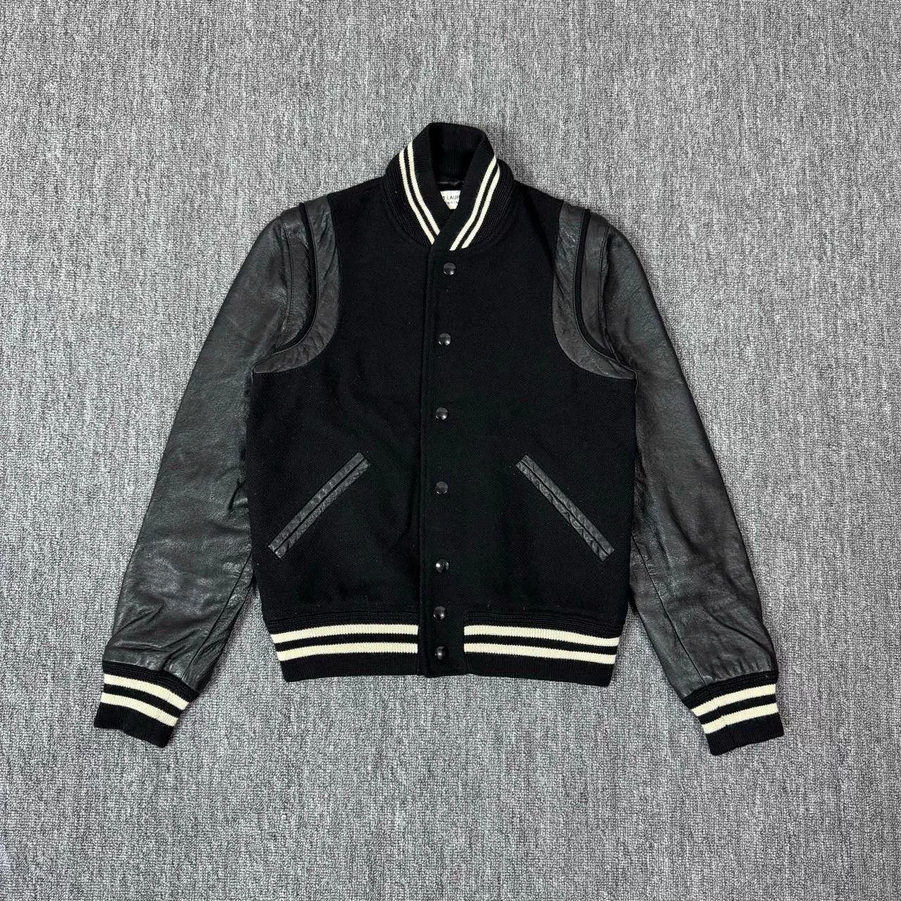 Saint Laurent Paris Saint Laurent Black Leather Sleeves Baseball Jacket Size US M / EU 48-50 / 2 - 1 Thumbnail