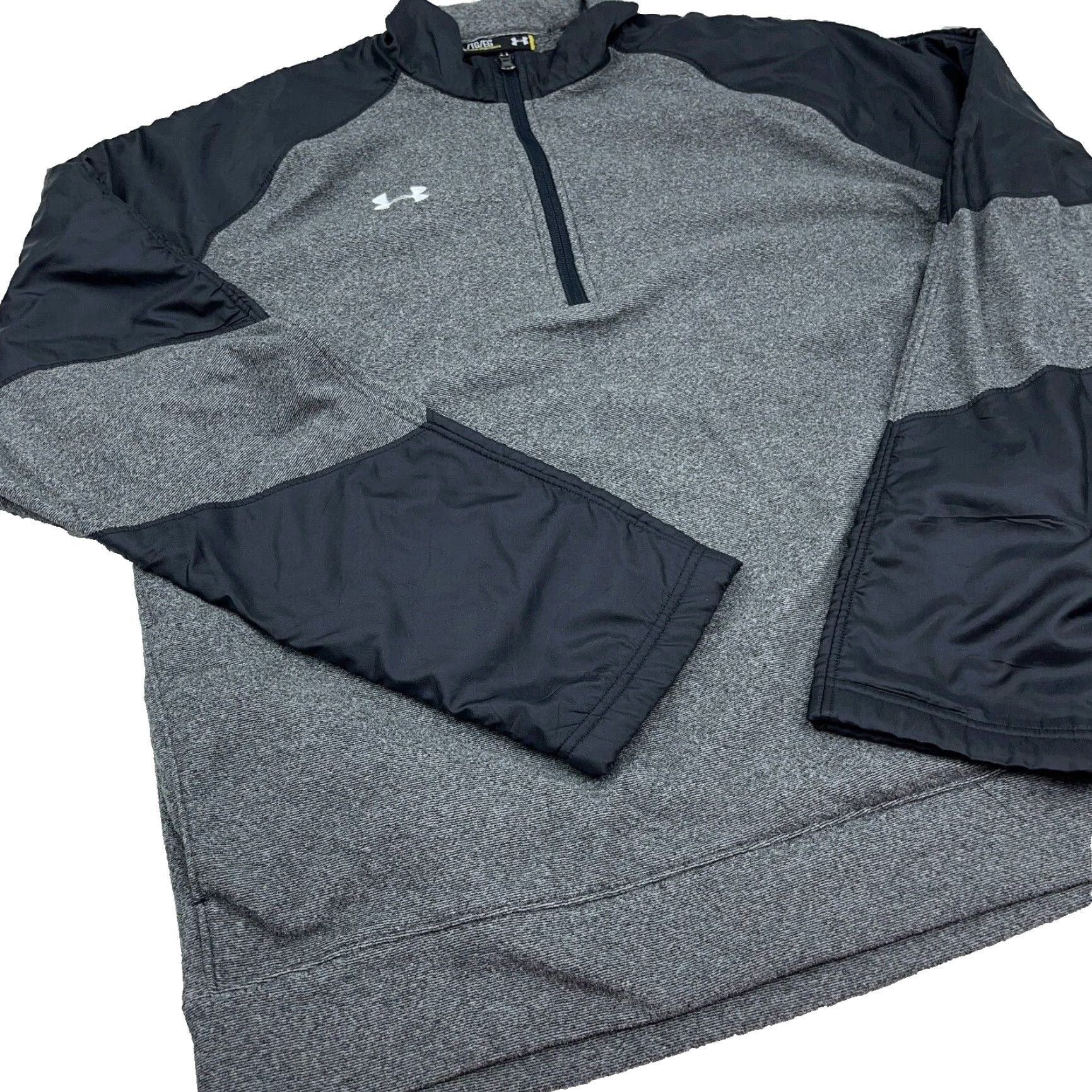 Under Armour Under Armour Sweatshirt Men XL Gray Black Pullover 1/4 Zip Mock Neck Long Sleeve Fleece Sports Performance Size US XL / EU 56 / 4 - 2 Thumbnail