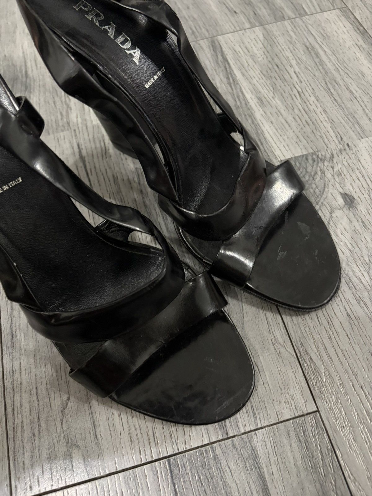 Prada Prada Black Patent Leather T-Strap Block Heels Size US 9 / IT 39 - 5 Thumbnail