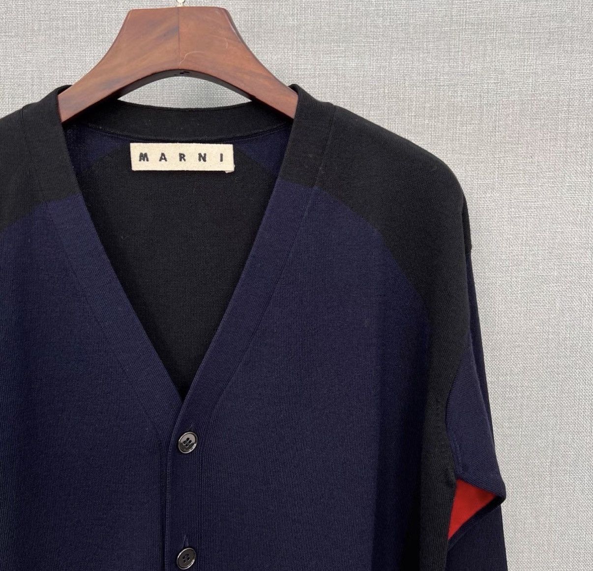 Marni Marni Navy Blue Color-Block Knit Cardigan Size US L / EU 52-54 / 3 - 3 Thumbnail