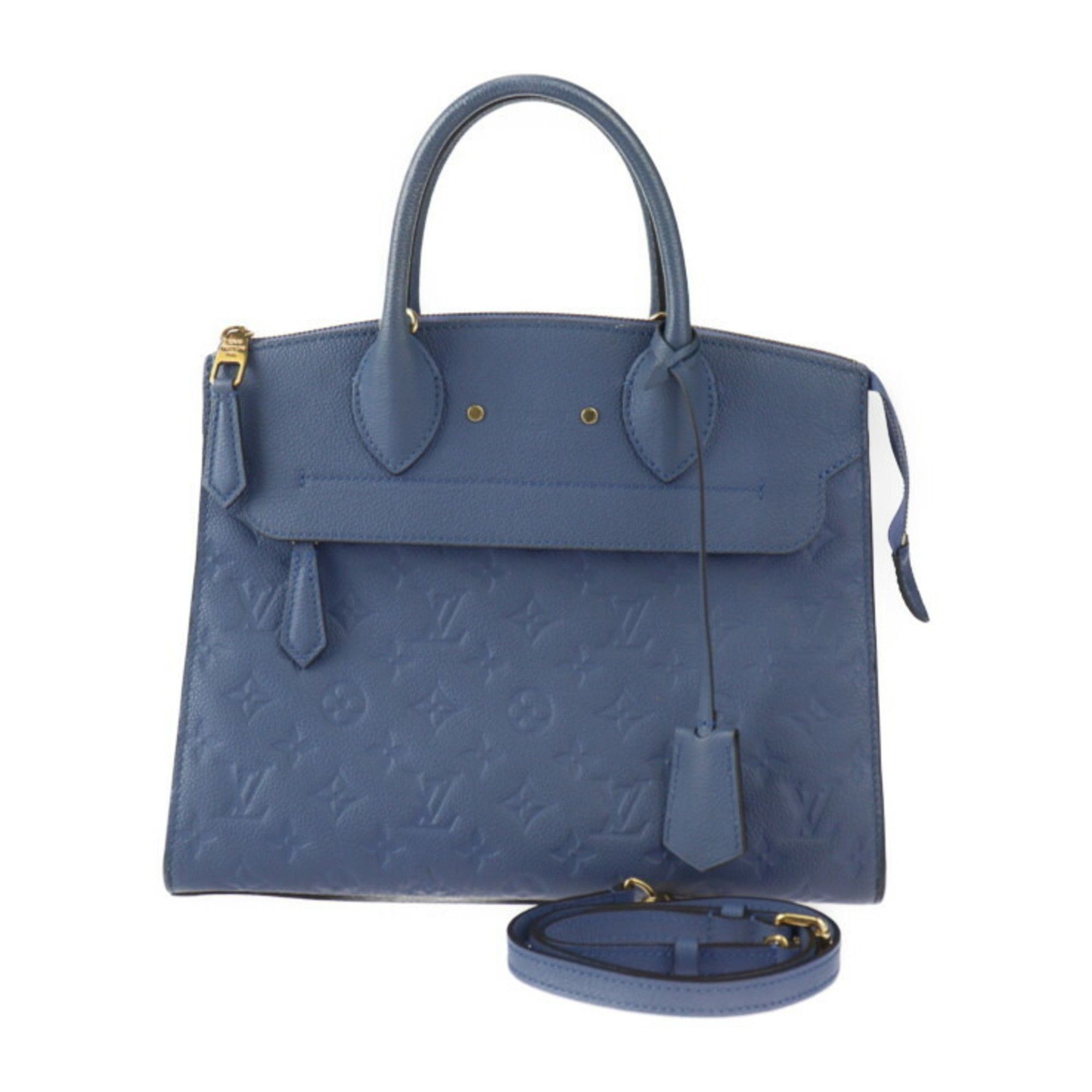 Louis Vuitton Pont Neuf Mm Monogram Empreinte Handbag M41751 Leather Denim Ankle Shoulder Bag Blue 2423063008110R1, Women's