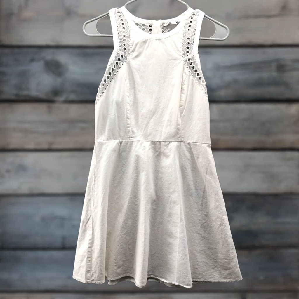 American Eagle Outfitters American Eagle Fit Flare Dress Womens 6 White Cotton Lace Summer A-Line Size M / US 6-8 / IT 42-44 - 1 Thumbnail