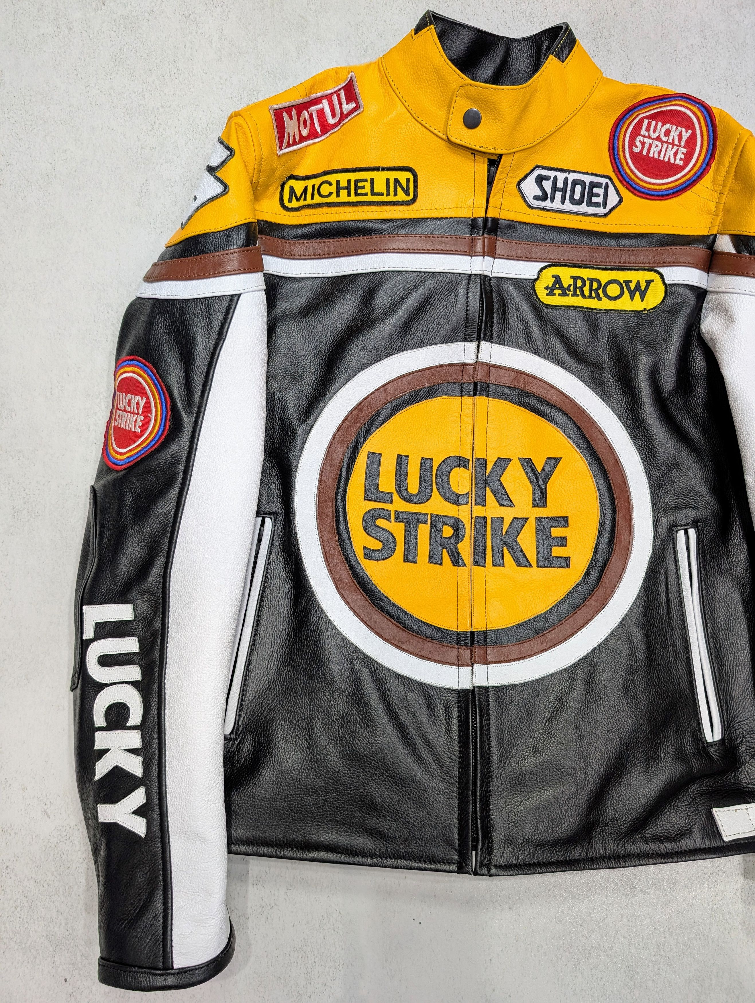 Vintage 🔥 LUCKY STRIKE 🔥 Leather Jacket Vintage Racing Size M / US 6-8 / IT 42-44 - 3 Thumbnail