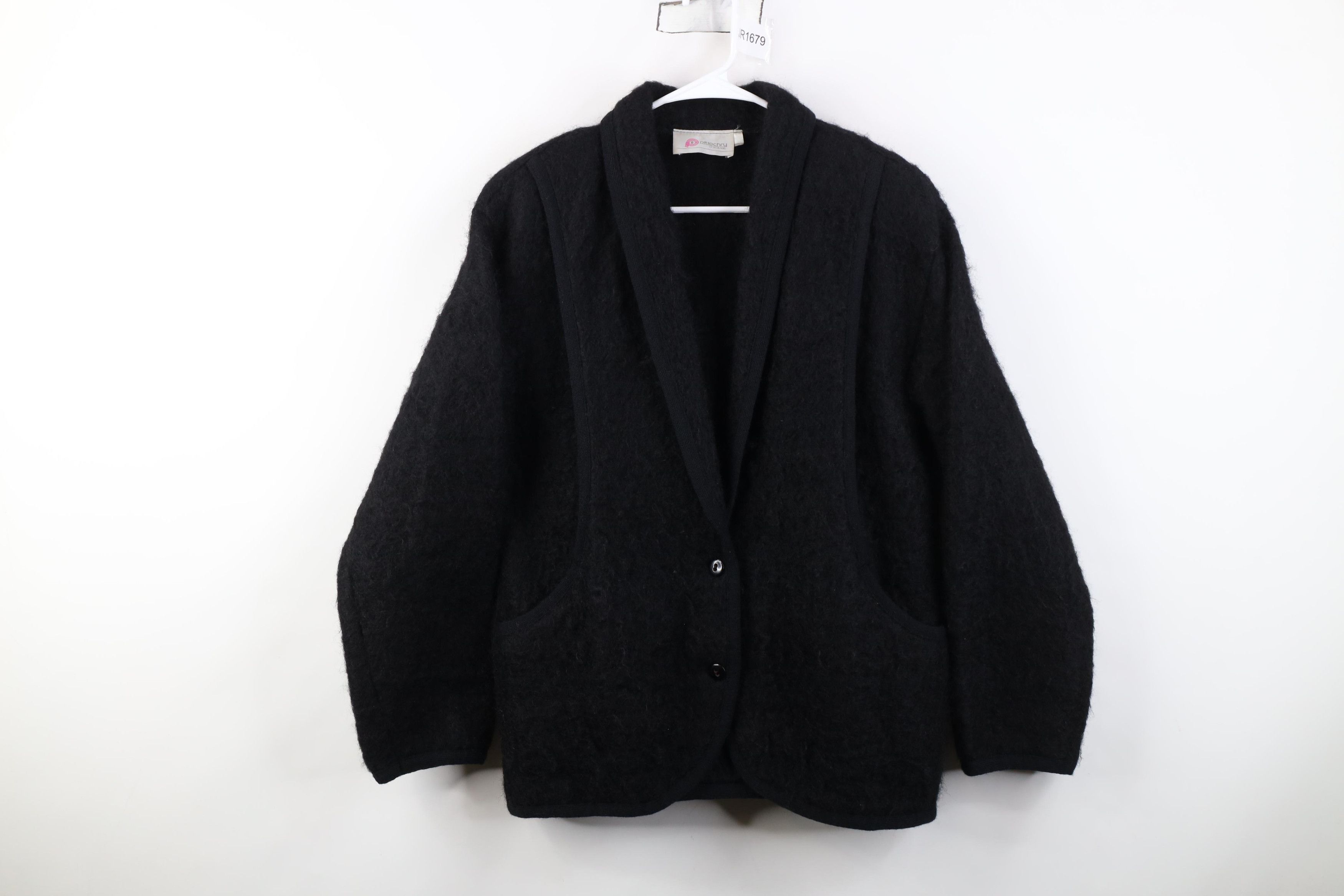 Vintage Vintage 90s Streetwear Mohair Wool Shag Button Jacket Black Size M / US 6-8 / IT 42-44 - 1 Thumbnail