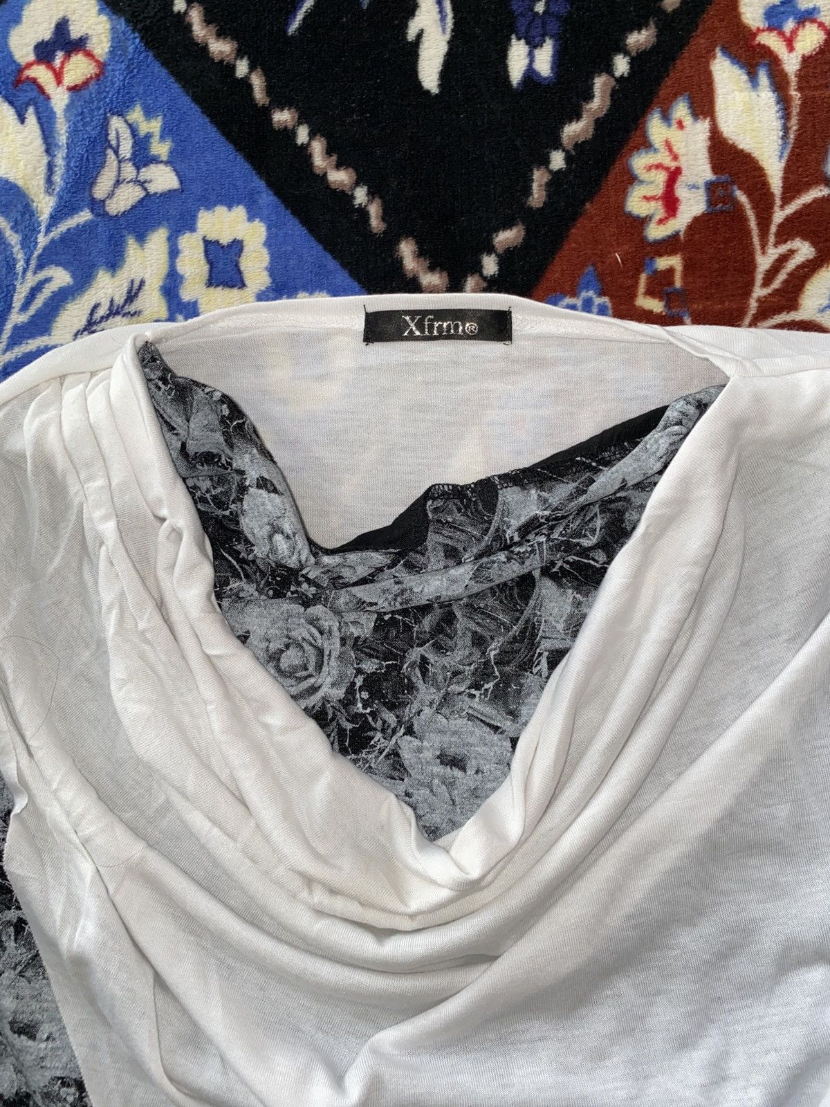 Japanese Brand Xfrm Asymmetrical Double Layer Flowers Tshirt Size US L / EU 52-54 / 3 - 5 Thumbnail
