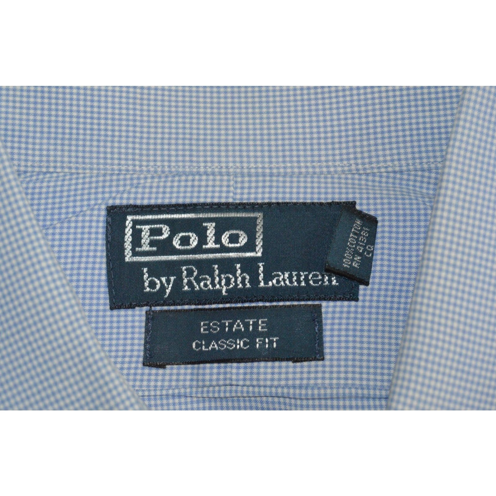 Polo Ralph Lauren VINTAGE Polo Ralph Lauren Men's Estate Classic Fit Button-Up Shirt Blue Check 17.5 34/35 Size US XXL / EU 58 / 5 - 3 Thumbnail