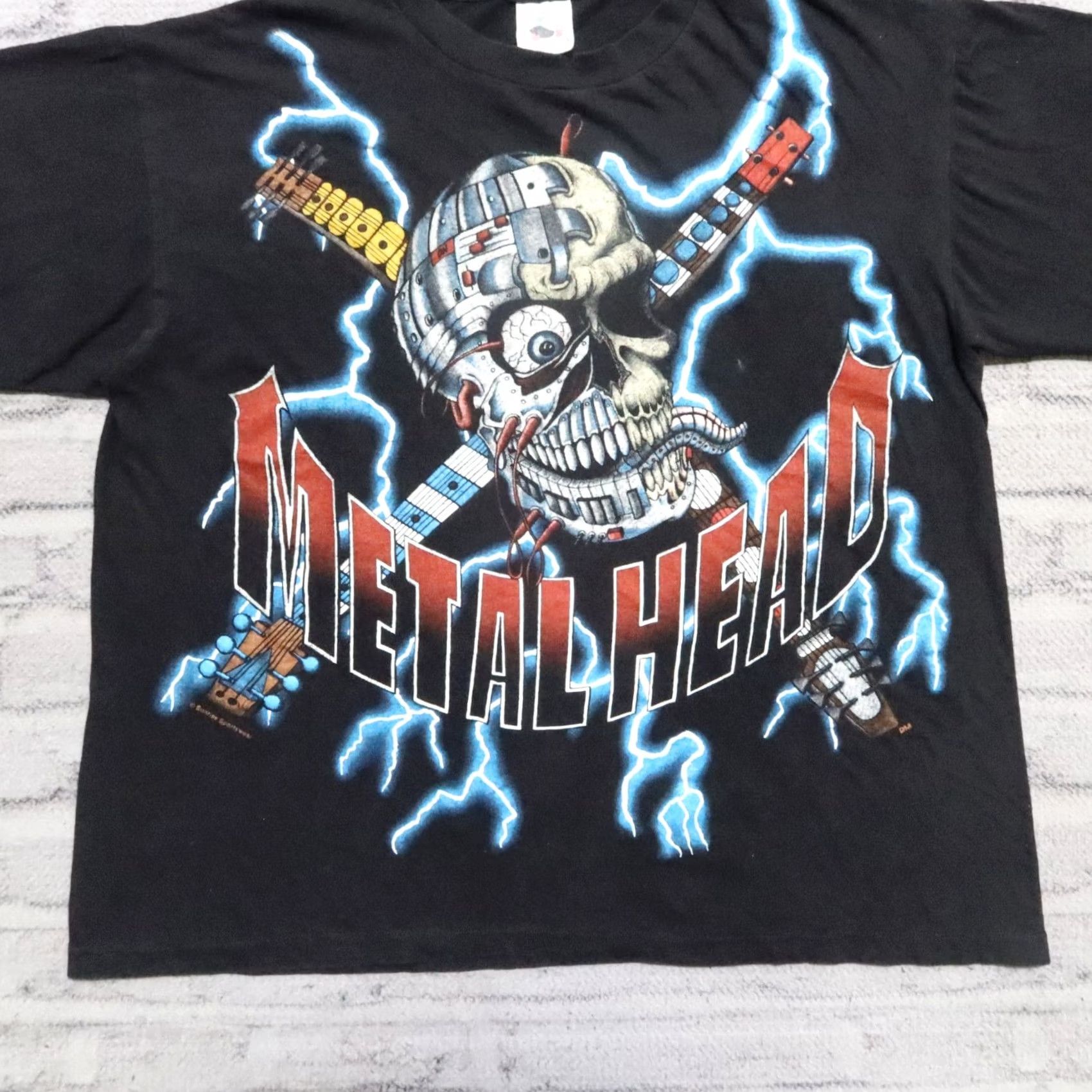 Vintage Vintage American Thunder Metal Head Motorcycle Shirt Tee L Mens Black 90s/Old School Graphic Tee Size US L / EU 52-54 / 3 - 3 Thumbnail