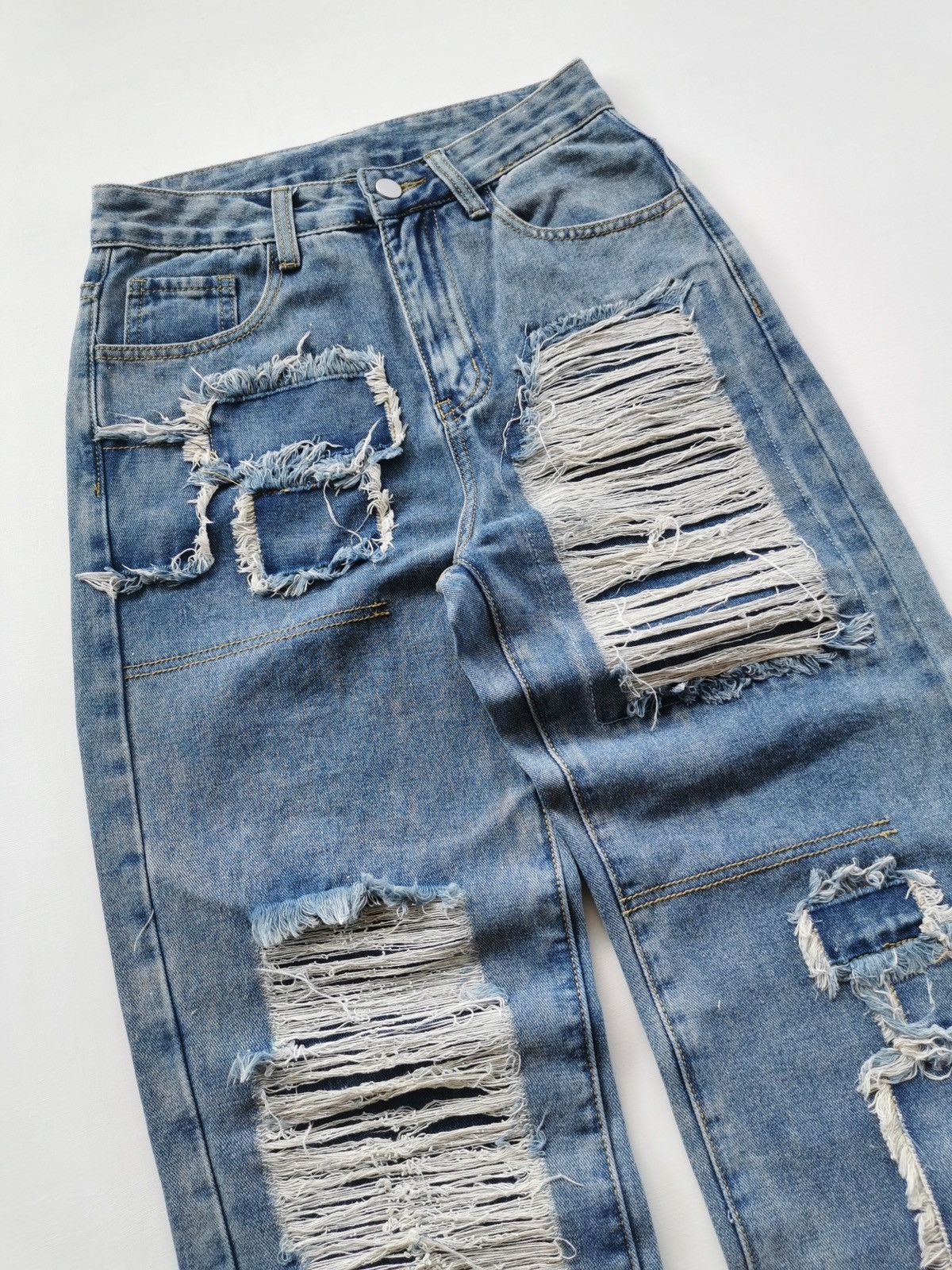 Japanese Brand × Jean × Kapital Romwe Loose Boro Patchwork Jeans Women Kapital inspired Size 27" / US 4 / IT 40 - 4 Thumbnail