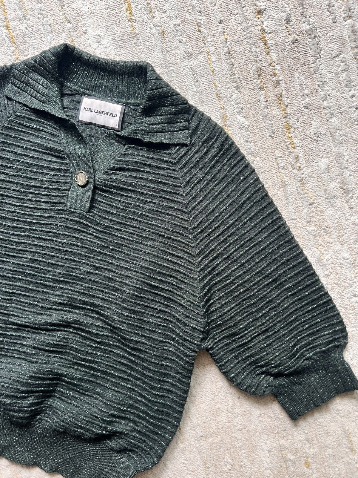 Karl Lagerfeld Karl Legerfeld Pleated Glitter Top/Sweater Size M / US 6-8 / IT 42-44 - 5 Thumbnail