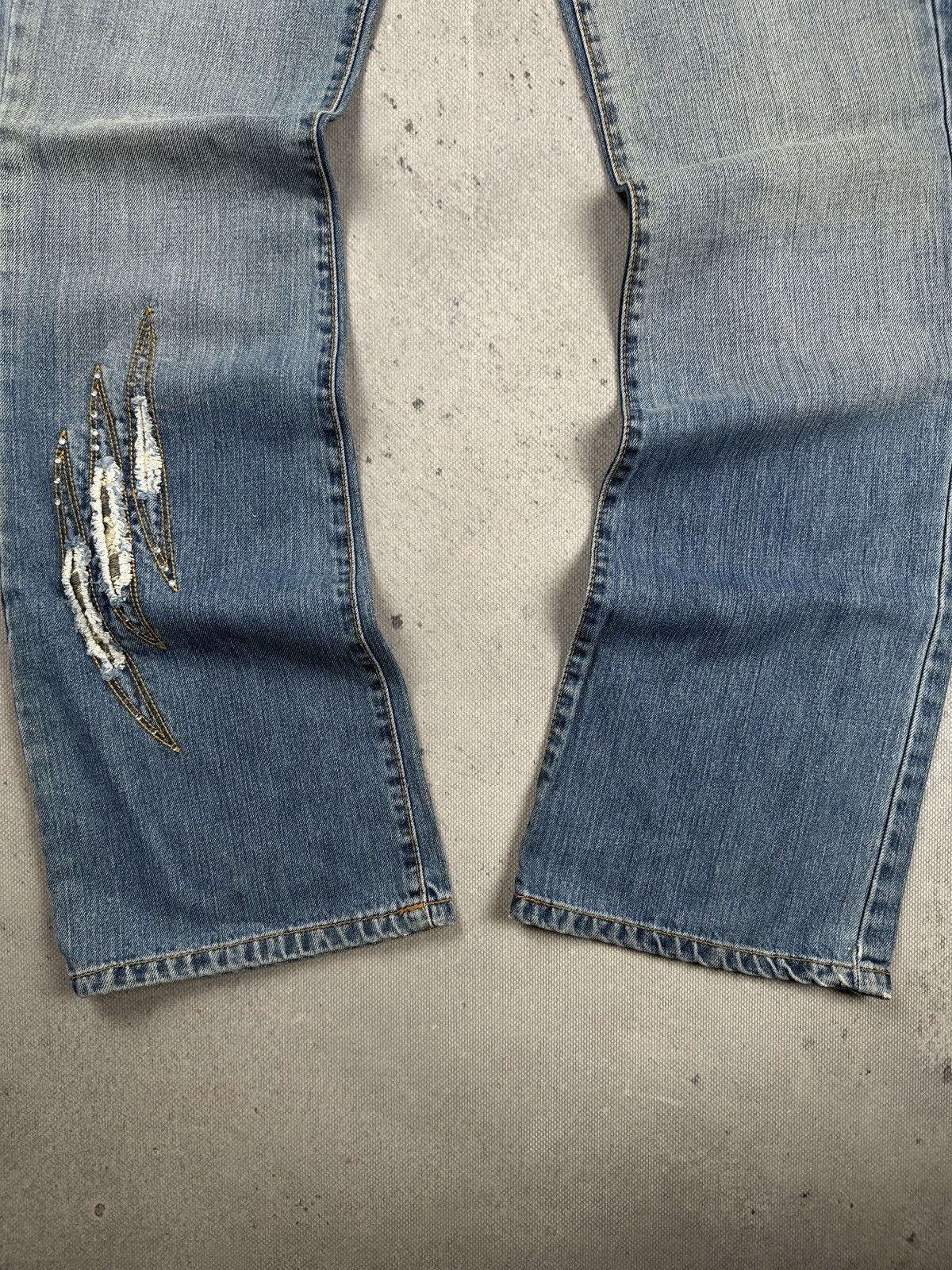 Iceberg Iceberg Distressed Rhinestone Y2K Archive Denim Jeans Italy Size 31" - 4 Thumbnail