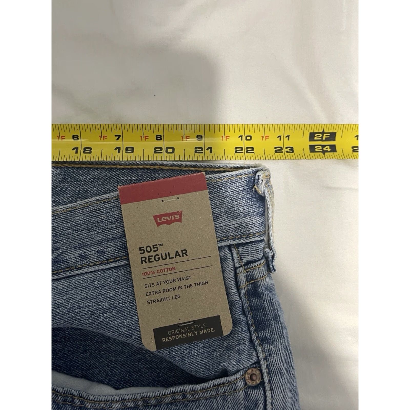 Levi's Levis Strauss Mens 505 Regular Fit Straight Leg Denim Jeans 44 X 31 Blue Pants Size US 44 / EU 60 - 4 Thumbnail