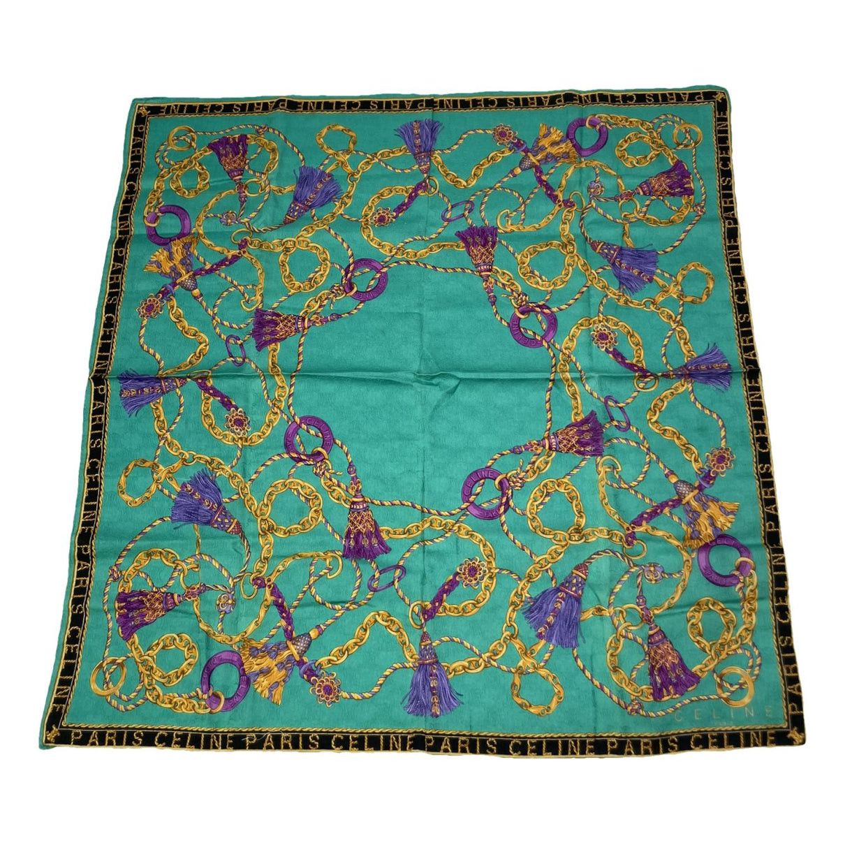Celine Green Silk Scarf Size ONE SIZE - 1 Thumbnail
