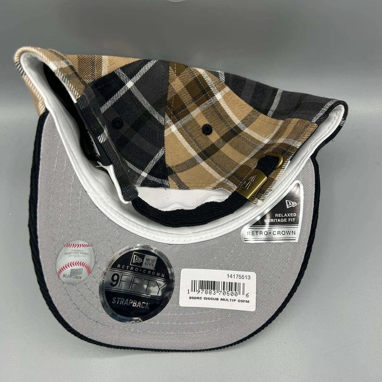 New Era Chicago Cubs MLB Hat Men Plaid Corduroy Strap Back Cotton Size ONE SIZE - 8 Thumbnail