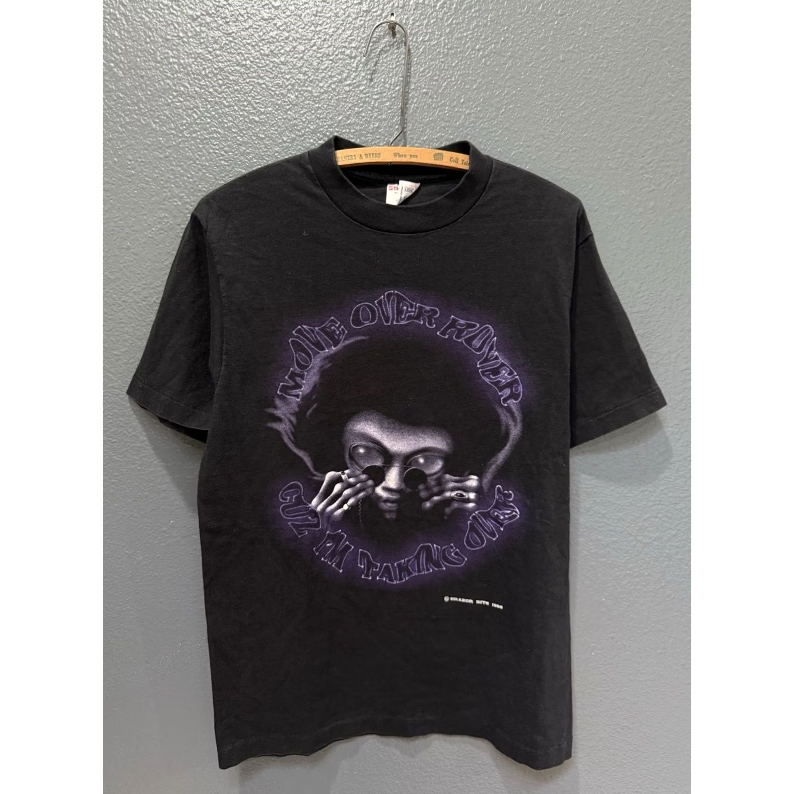 Vintage VINTAGE Jimi Hendrix Move Over Rover Black Tee Shirt 90s Medium Mens Shirt Urban Rover 90s Softee Size US M / EU 48-50 / 2 - 3 Thumbnail