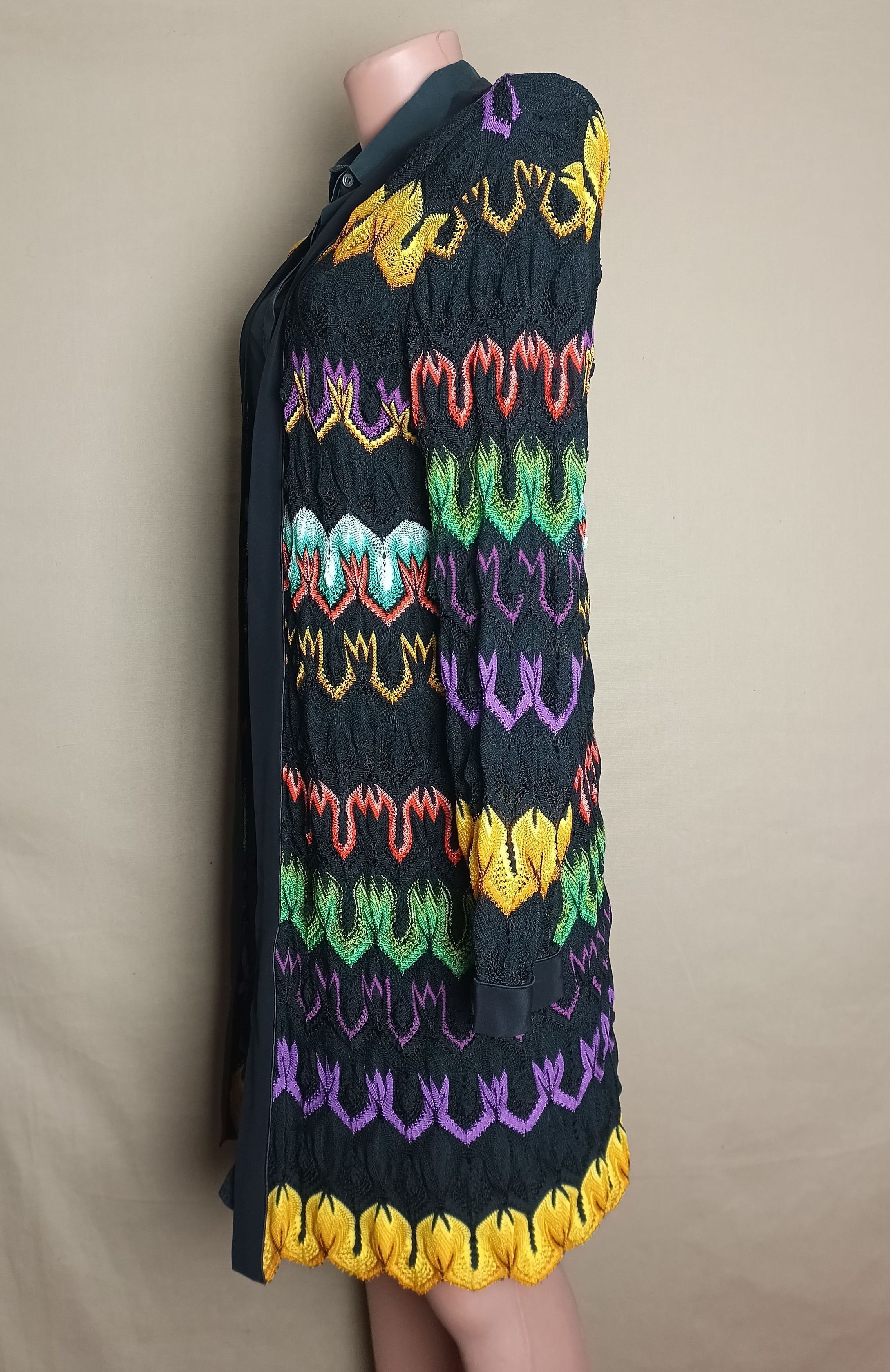 Missoni MISSONI Zig Zag Print Long Open Cardigan Jacket EU48 Size XL / US 12-14 / IT 48-50 - 4 Thumbnail