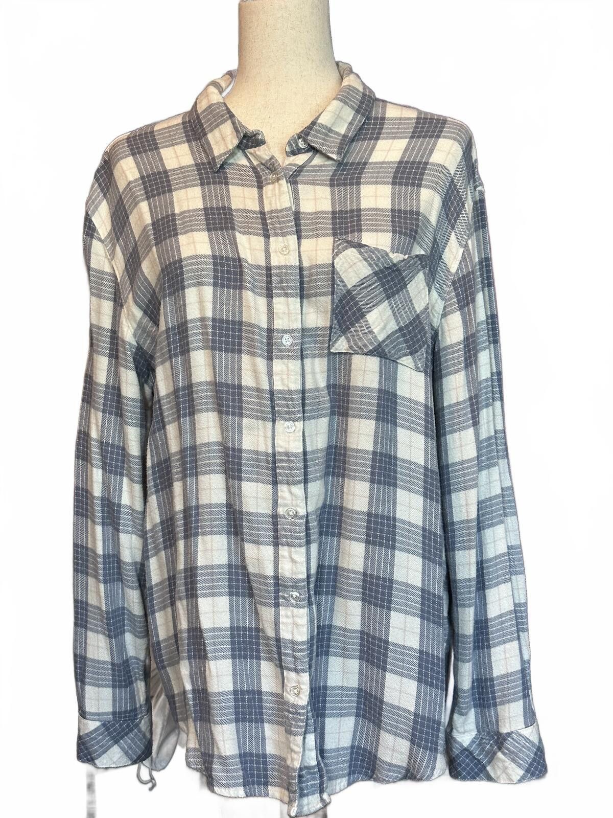 Other Market & Spruce XL Gray and White Plaid Button-Up Shirt Size XL / US 12-14 / IT 48-50 - 1 Thumbnail