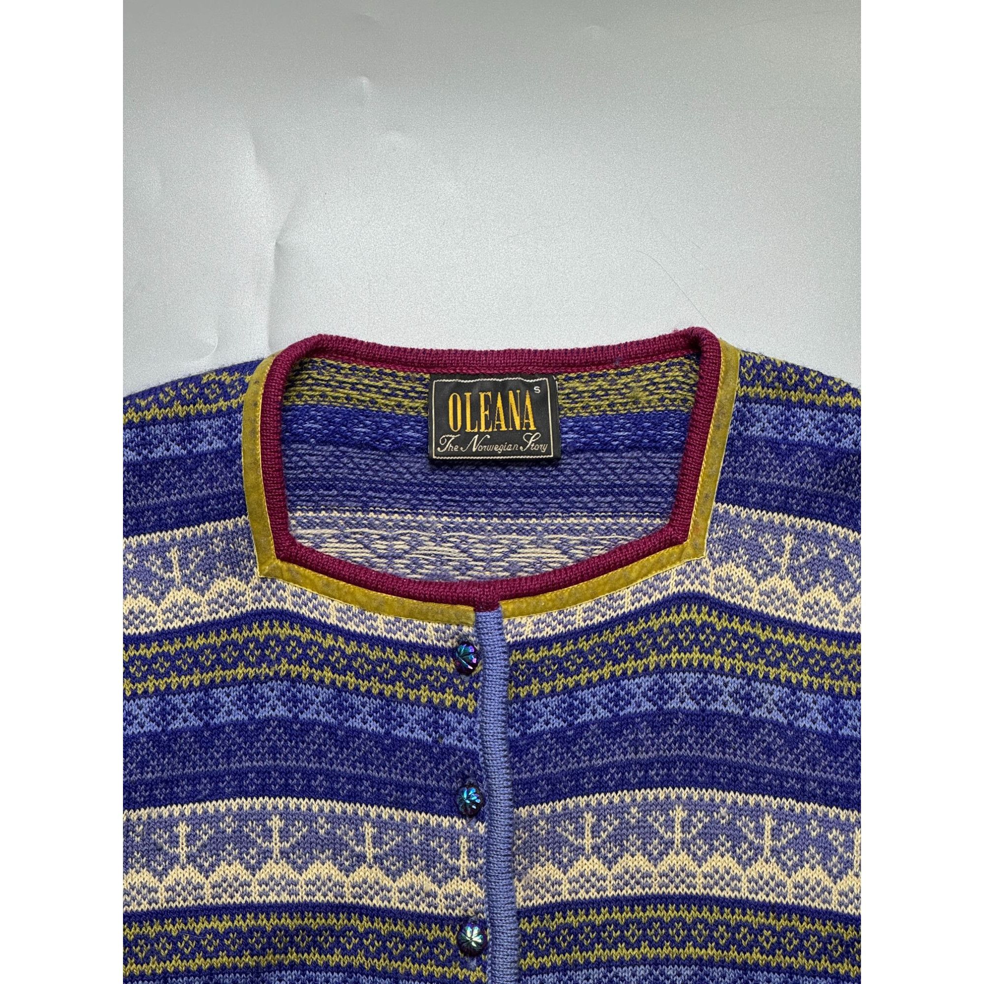 Other Oleana Multicolour Knit Boat Neck Cardigan (Y1114) Size S / US 4 / IT 40 - 3 Thumbnail