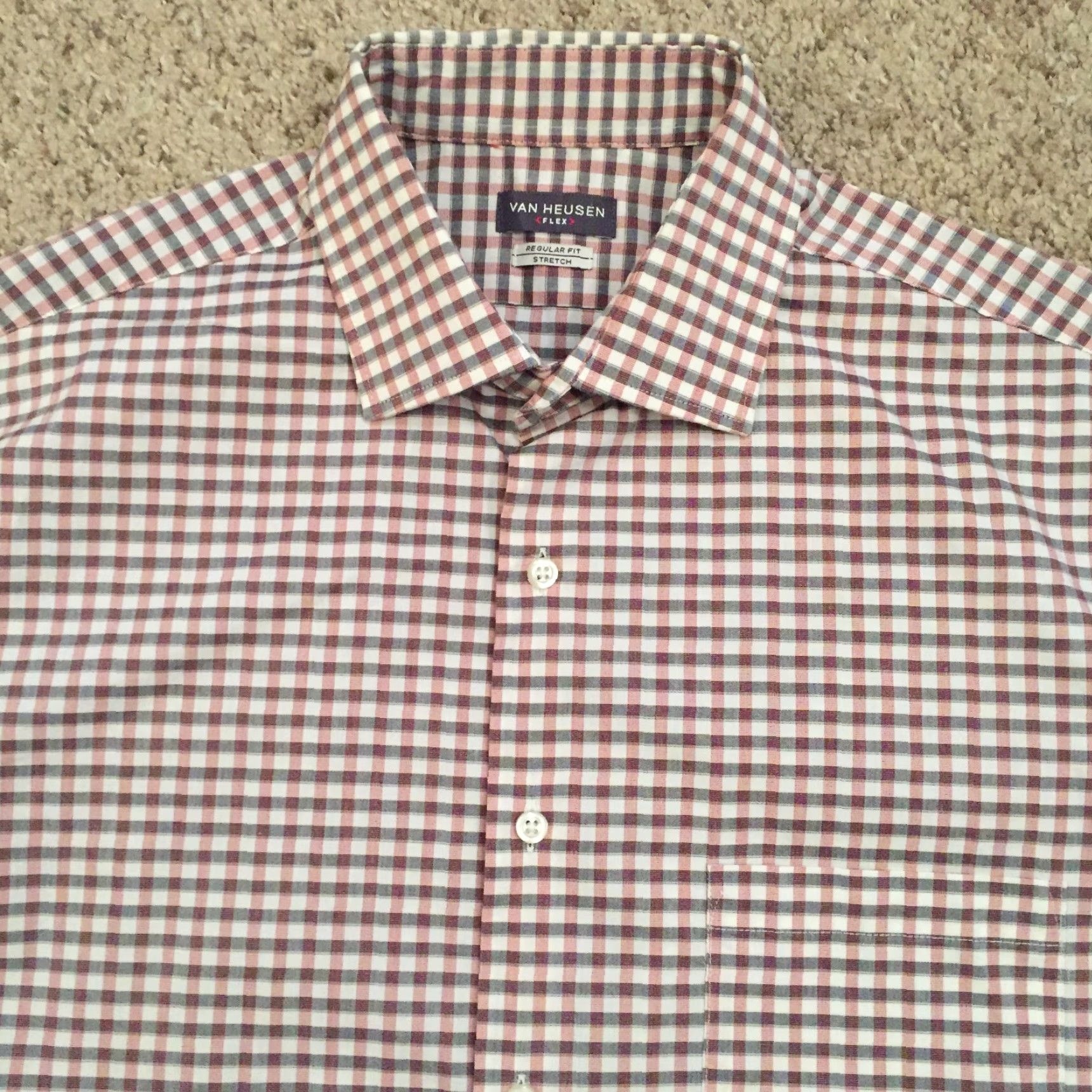 Van Heusen Van Heusen Shirt 15.5 Gray Red Plaid Long Sleeve Button Front Mens Size US L / EU 52-54 / 3 - 3 Thumbnail