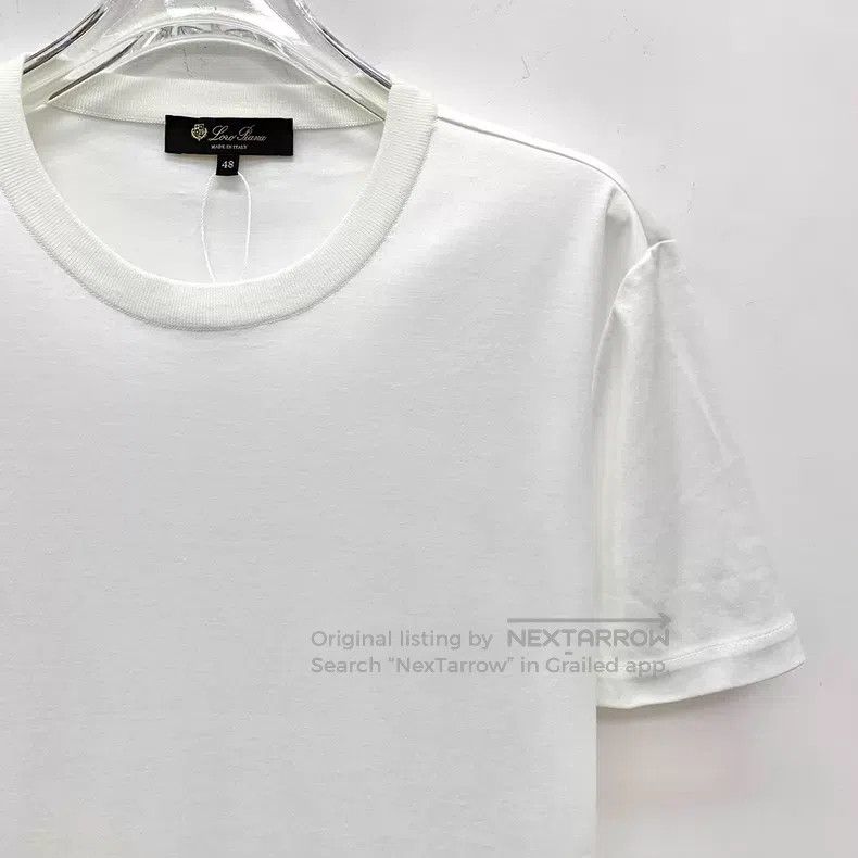 Loro Piana Loro Piana White Logo Embroidered Cotton Short Sleeve T-Sh Size US M / EU 48-50 / 2 - 3 Thumbnail