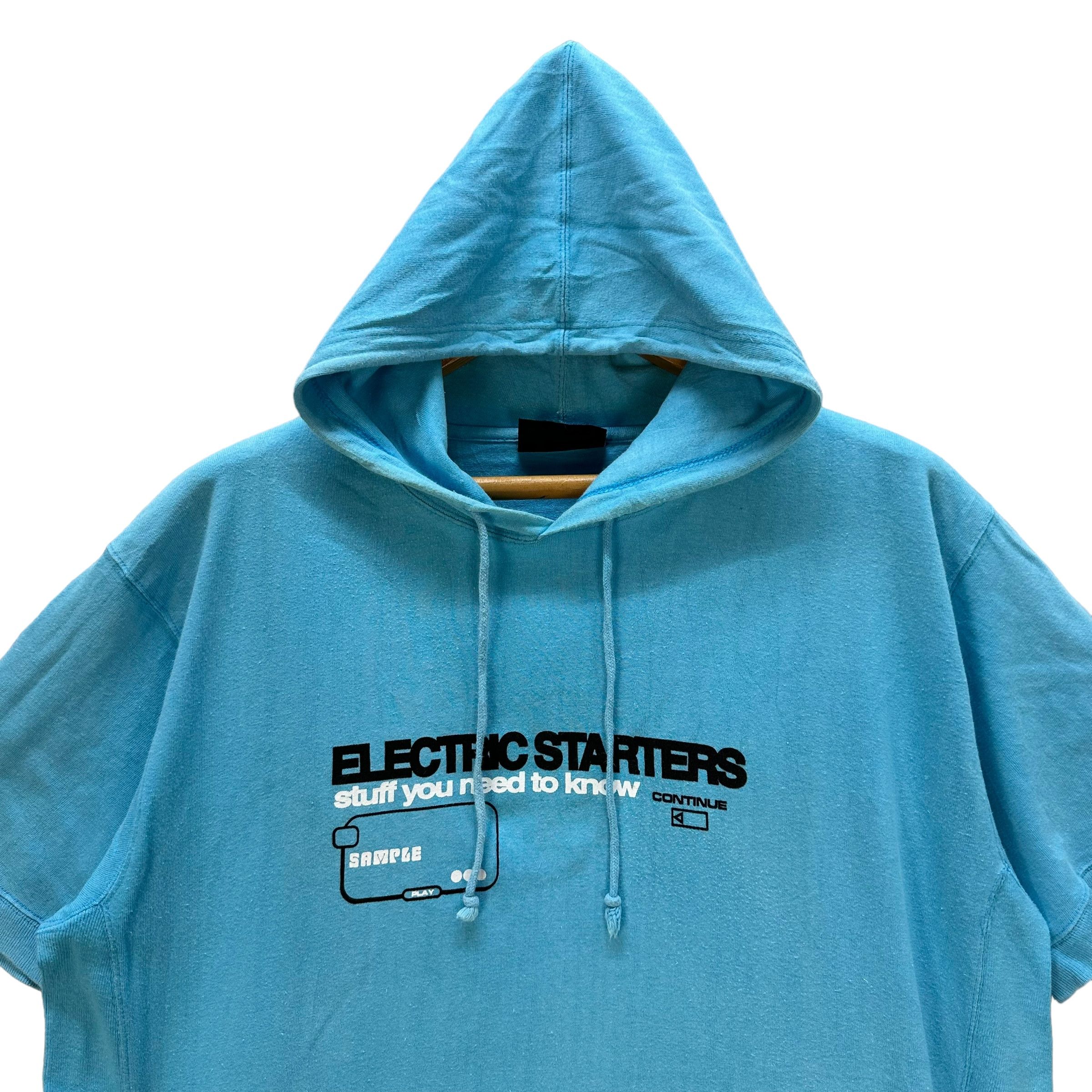 Japanese Brand OVER HEAD ELECTRIC STARTE SHORT SLEEVE HOODIES #9066-54 Size US L / EU 52-54 / 3 - 2 Thumbnail