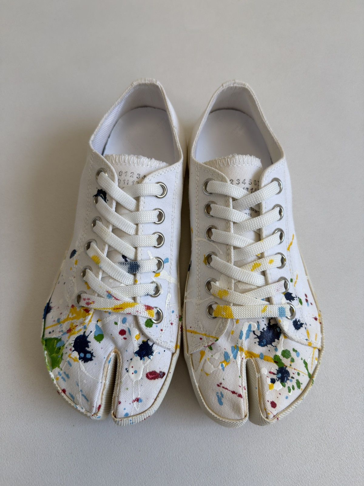Maison Margiela S/S 19 ‘Paint Splat’ Canvas Tabi Sneakers Size US 7 / IT 37 - 5 Thumbnail