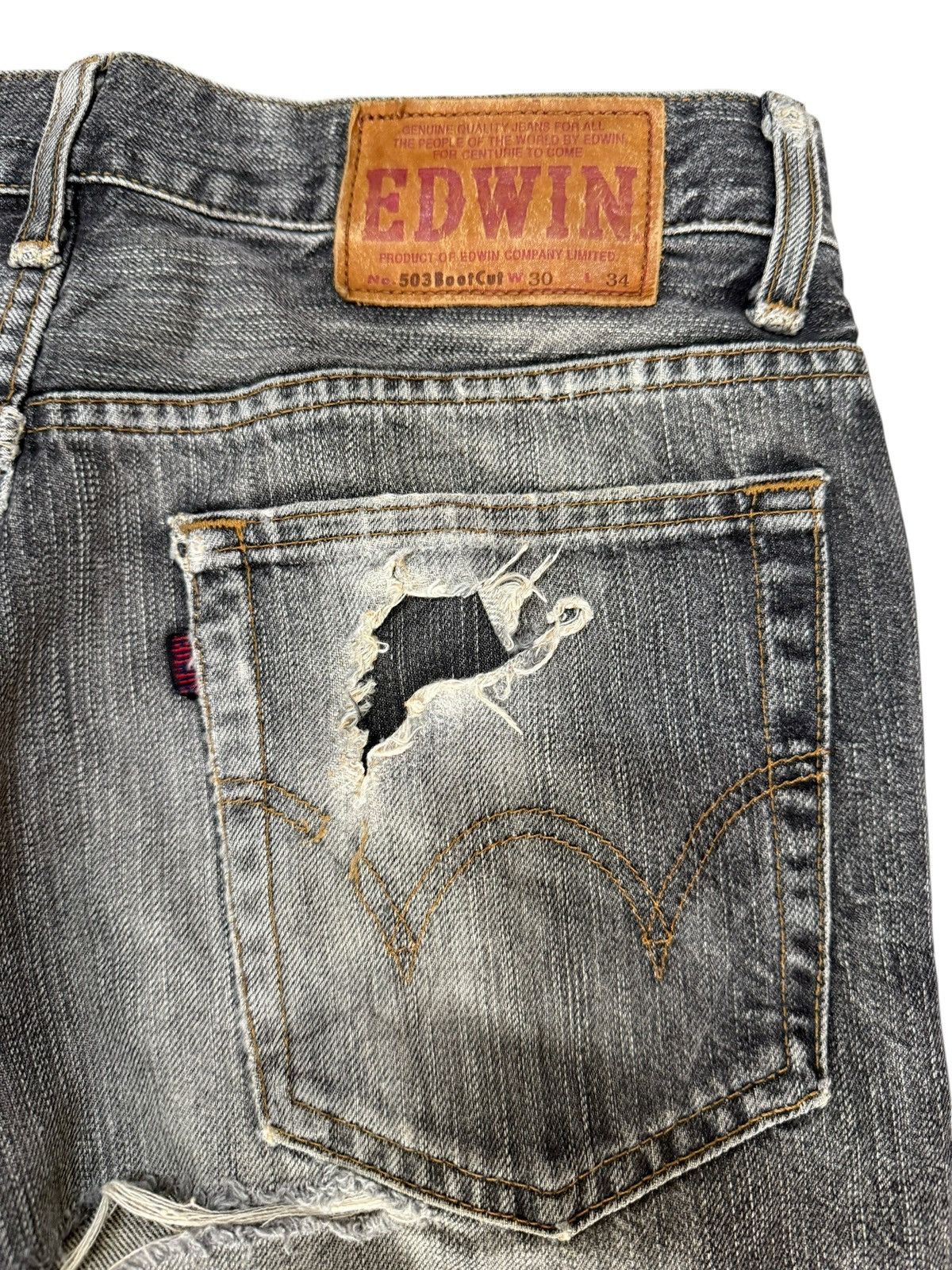 Edwin Flared Jeans Edwin 503 Japan Distressed Boot Cut Denim Size US 29 - 15 Thumbnail