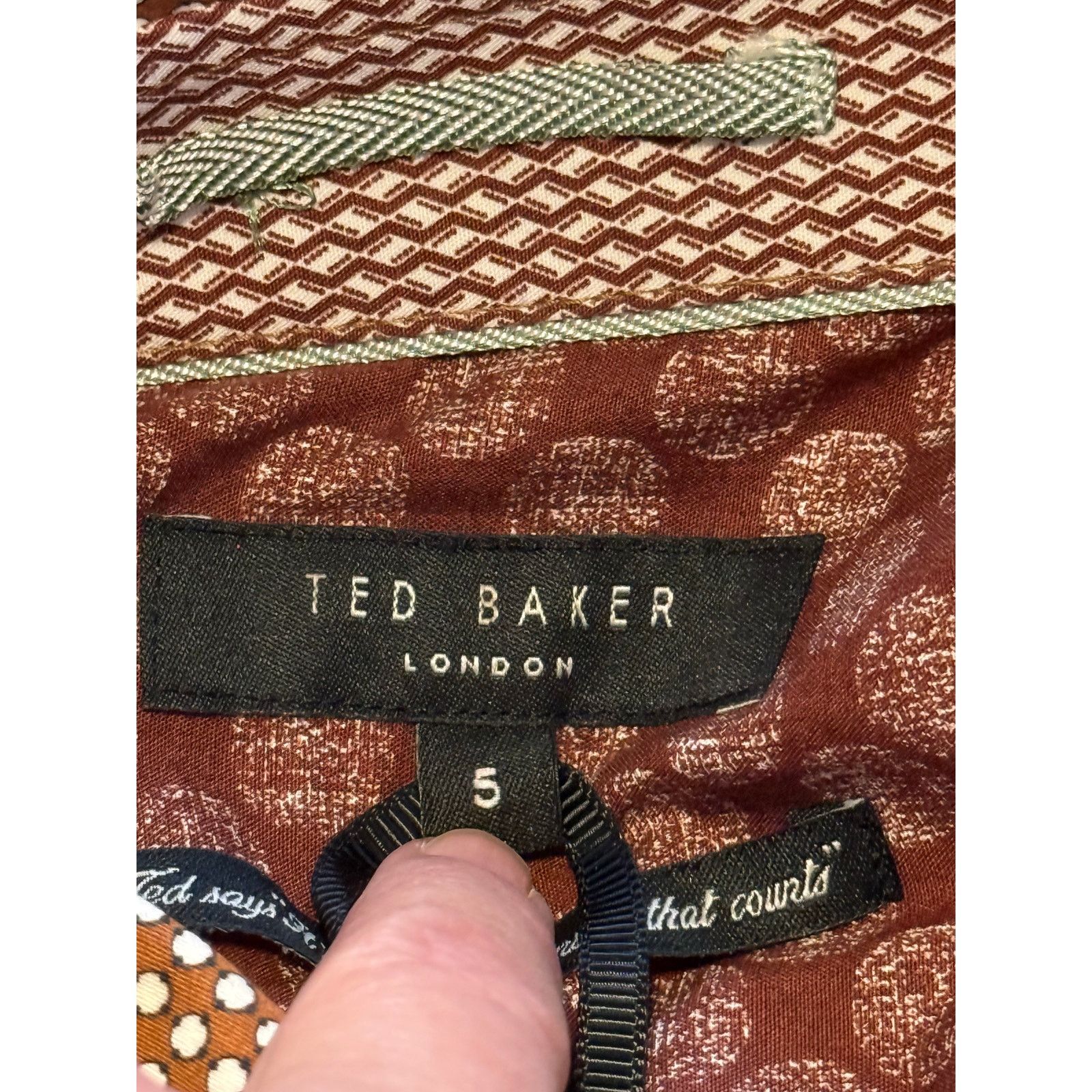 Ted Baker NWT Ted Baker Shirt Men 5 Large Brown Button Up Geometric Size US L / EU 52-54 / 3 - 6 Thumbnail