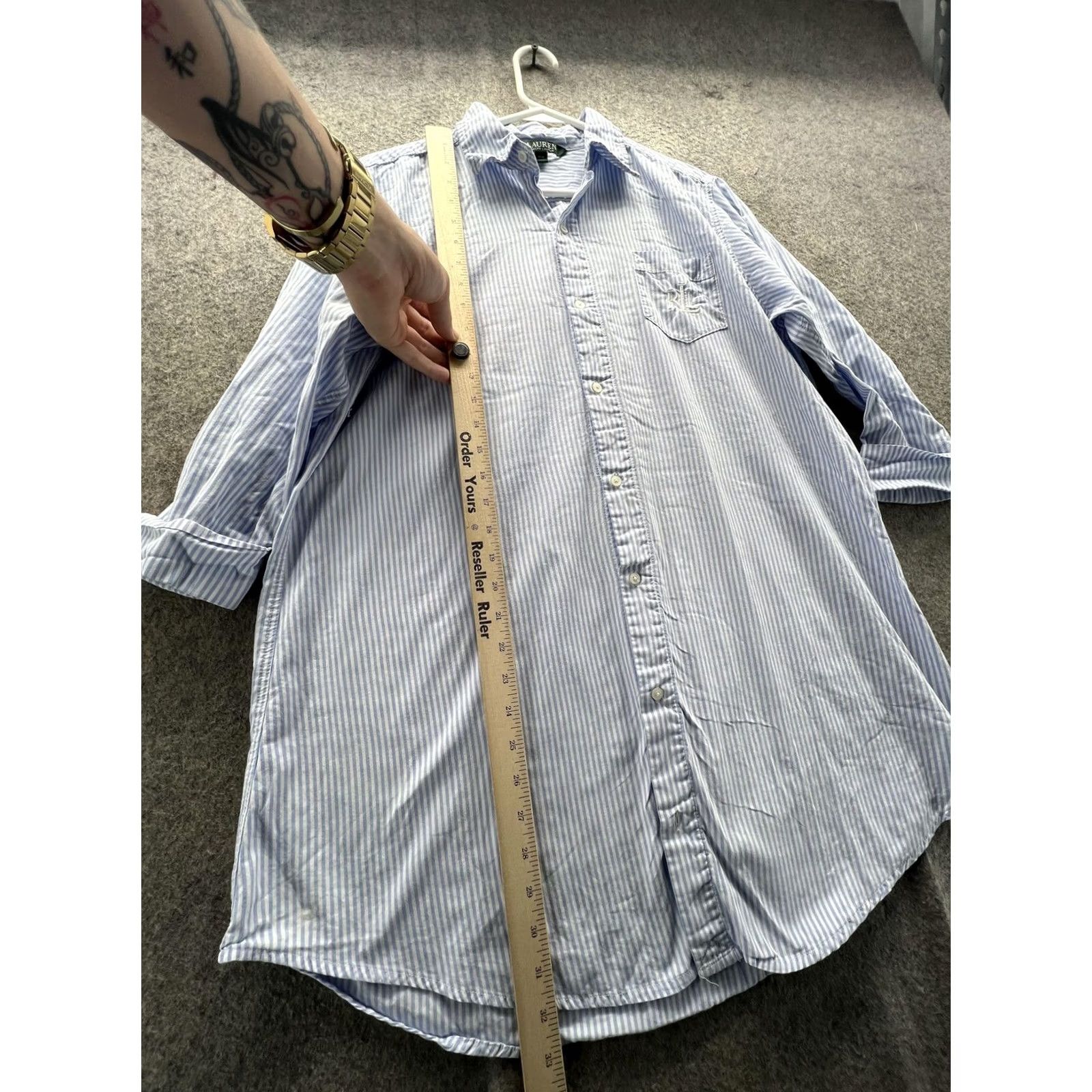 Ralph Lauren Lauren Ralph Lauren Shirt Womens Medium Blue Stripe Button Long Sleeve Casual Shirt Size M / US 6-8 / IT 42-44 - 6 Thumbnail