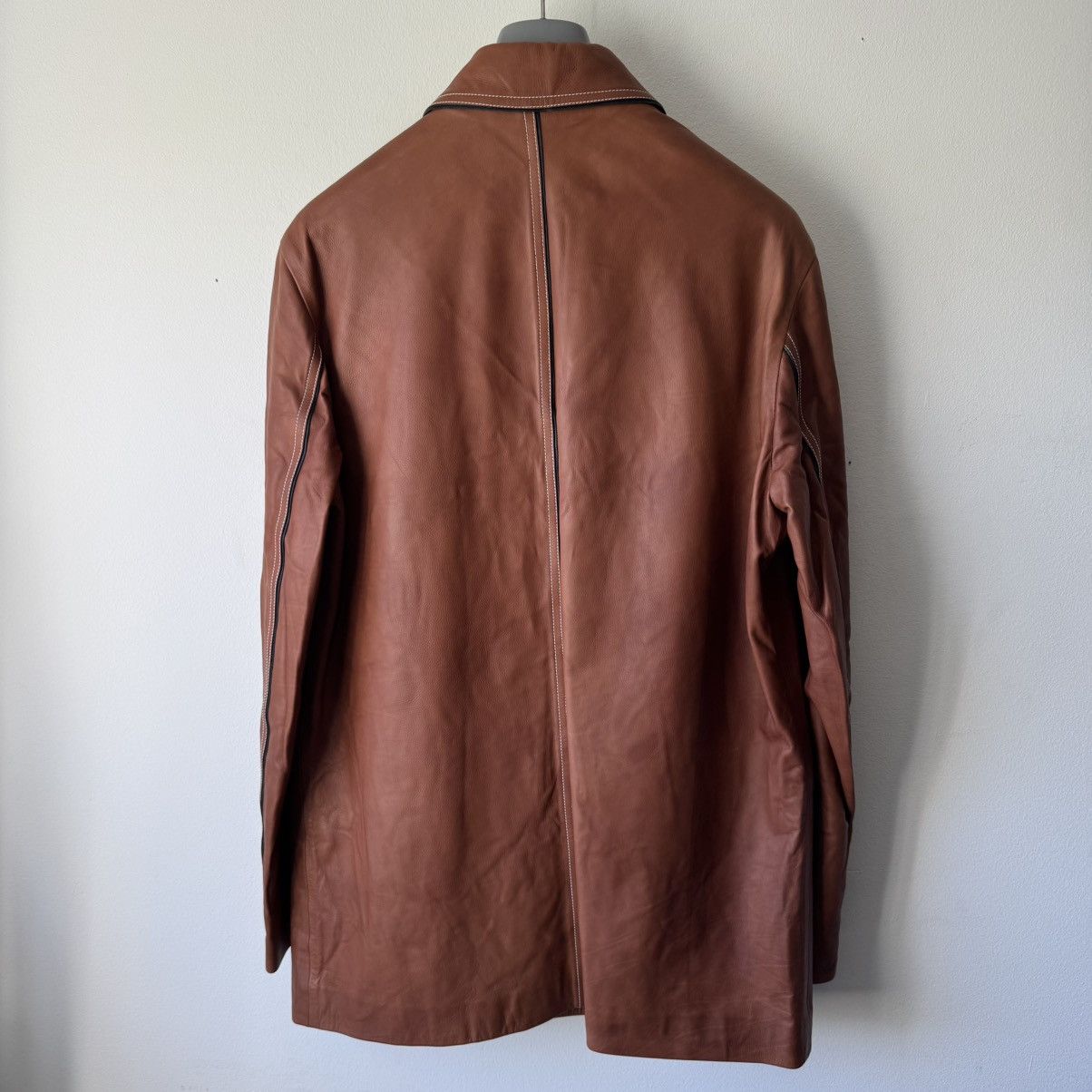 Hermes Hermes Brown/Orange Calf Leather Overcoat Size US L / EU 52-54 / 3 - 7 Thumbnail
