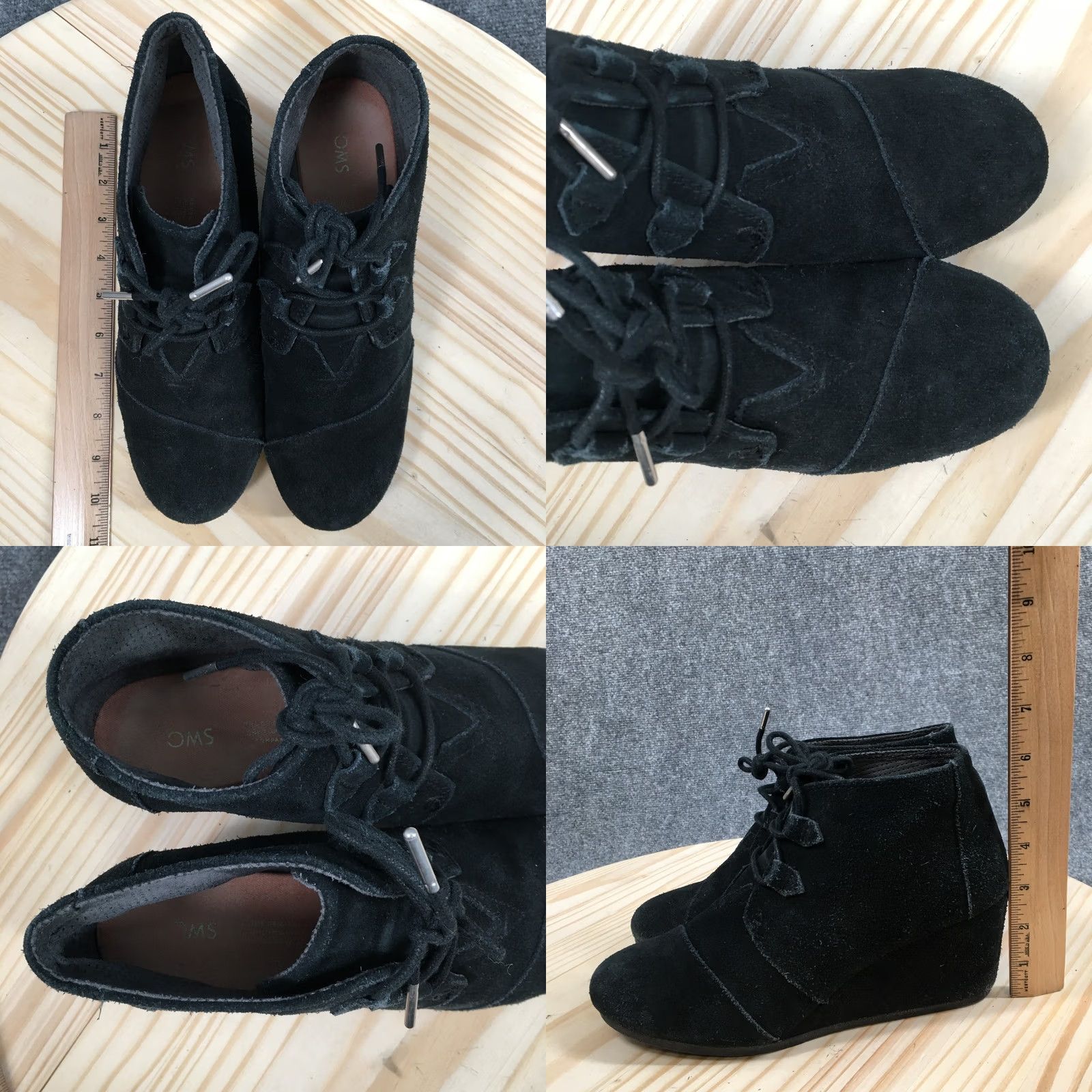 Toms TOMS Boots Kala Lace Up Desert Wedge Bootie Womens 9.5 Black Suede Size US 10 / IT 40 - 8 Thumbnail