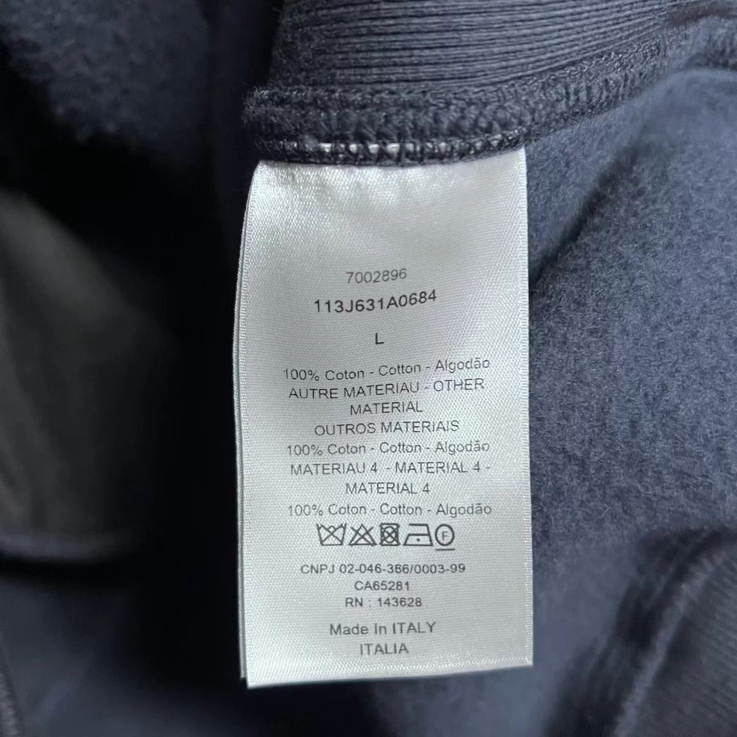 Dior Dior Navy Cotton Fleece Print Oversized Hooded Sweatshirt Size US L / EU 52-54 / 3 - 5 Thumbnail