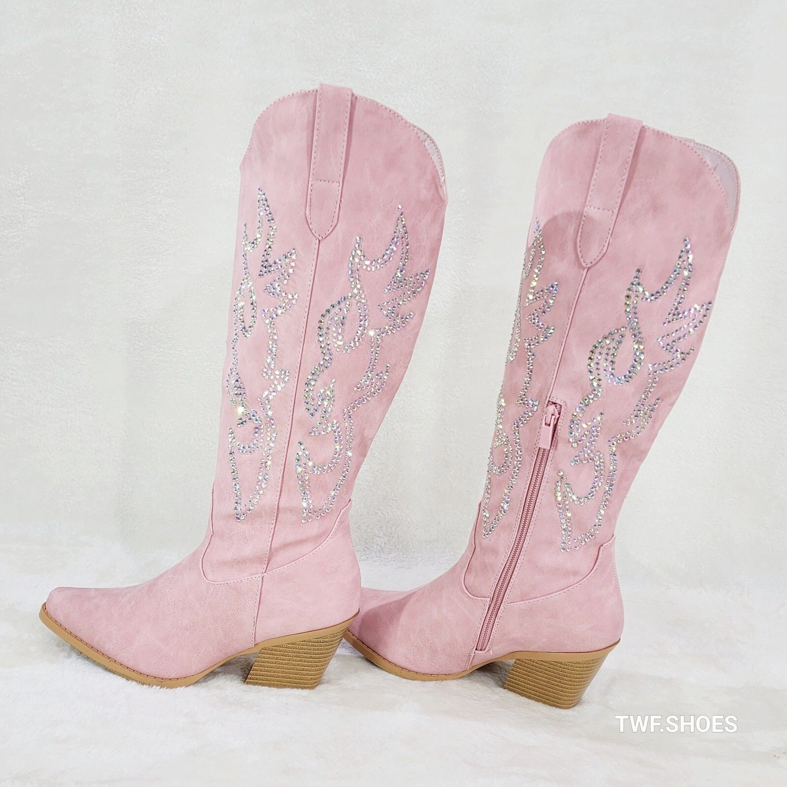 Other Ann Pink Leatherette With Rhinestones Country Glam Western C Size US 9 / IT 39 - 3 Thumbnail