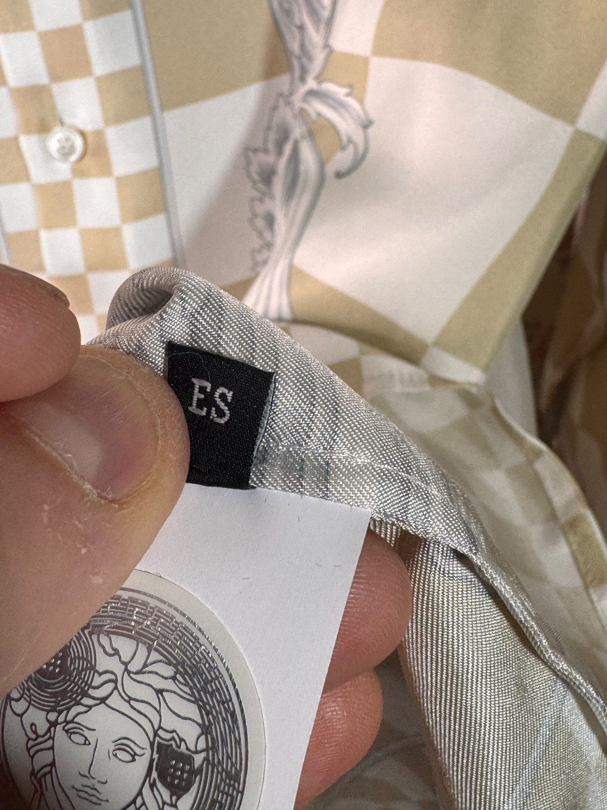 Versace Versace Silk Shirt Medusa Checkerboard Beige Size US XS / EU 42 / 0 - 7 Thumbnail