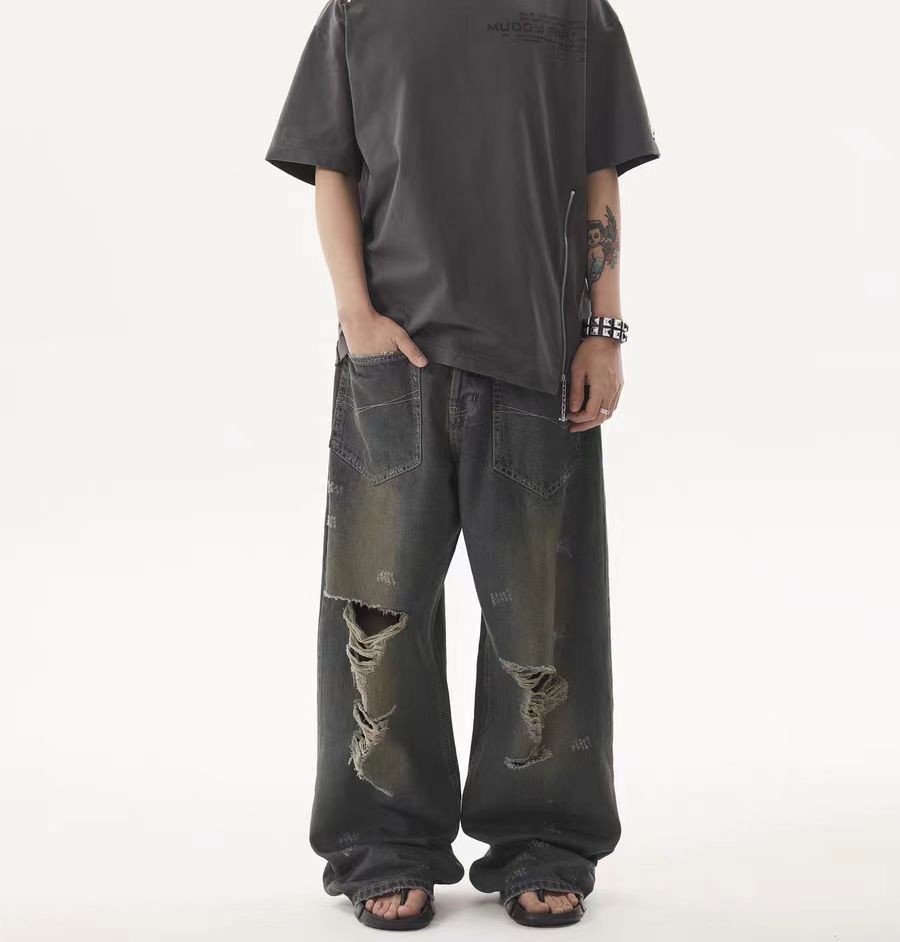 Vintage Reverse pocket washed ripped heavyweight baggy jeans Size US 34 / EU 50 - 4 Thumbnail