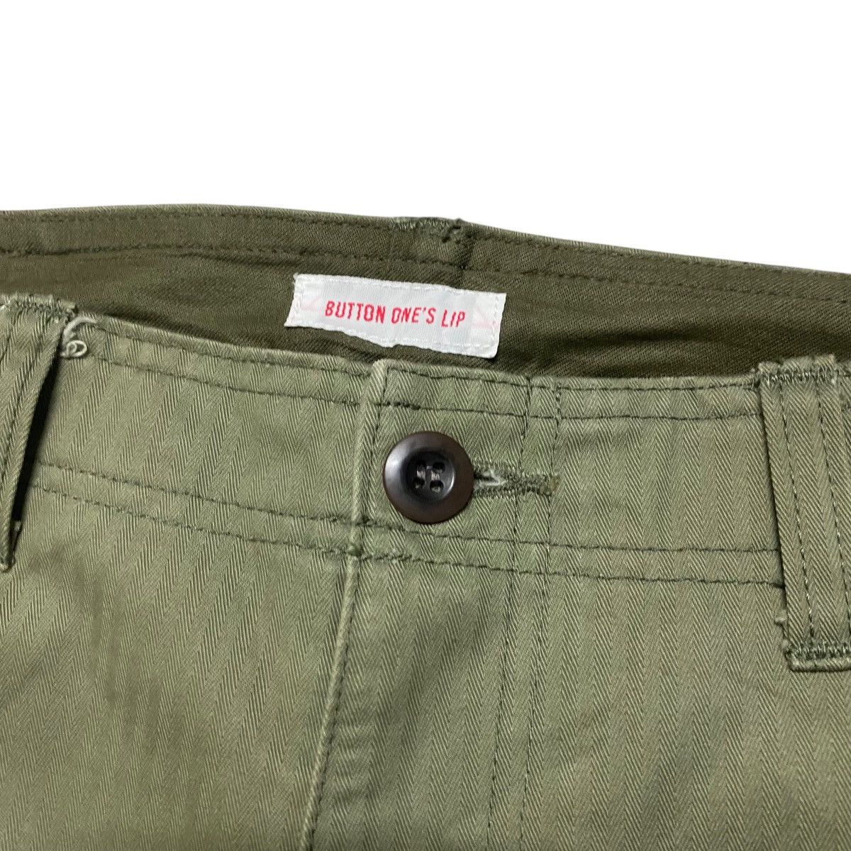 Japanese Brand BUTTON ONE'S LIP Herringbone Fatigue Pants Size US 30 / EU 46 - 6 Thumbnail