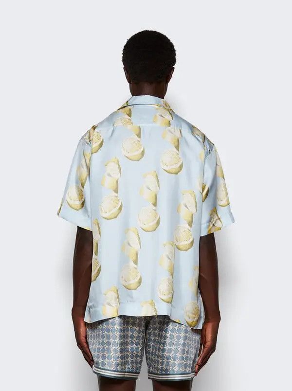 Givenchy o1mle0426 Lemon Print Bowling Shirt Blue/Yellow Size US M / EU 48-50 / 2 - 2 Thumbnail