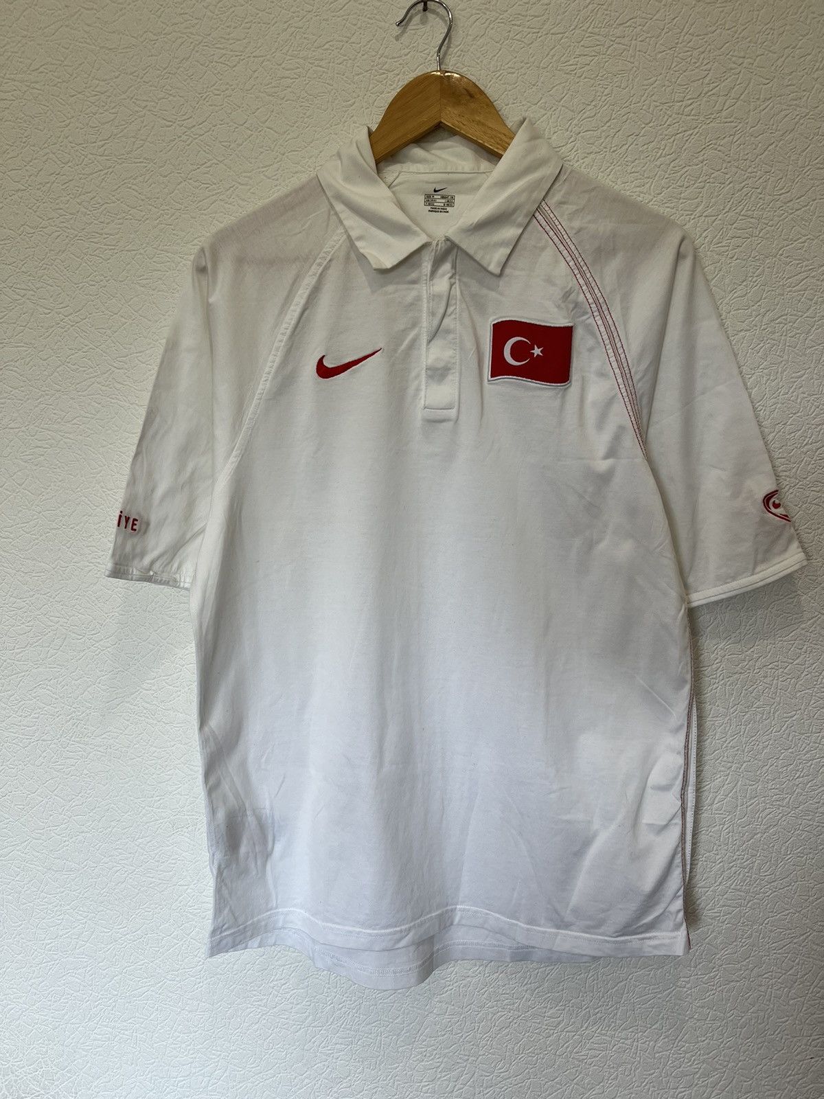 Nike × Vintage Vintage Nike Turkey 00’s White Polo Jersey Size US M / EU 48-50 / 2 - 1 Thumbnail