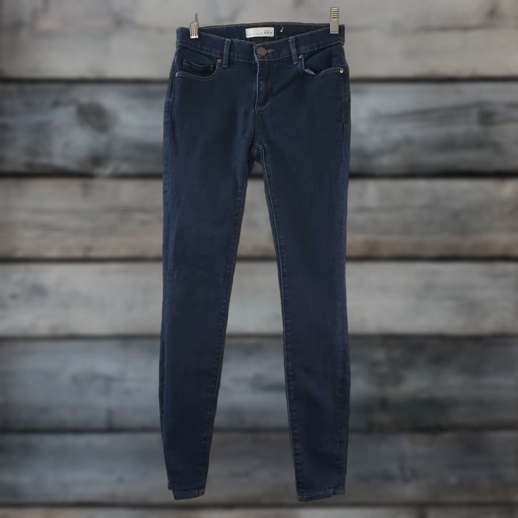 Loft LOFT Womens Jeans Legging Skinny Low Rise Blue Dark Wash Size 00 28in Inseam Cotton Blend Women / 91% Cotton 7% Polyester 2% Elastane Size 24" / US 00 / IT 34 - 1 Thumbnail