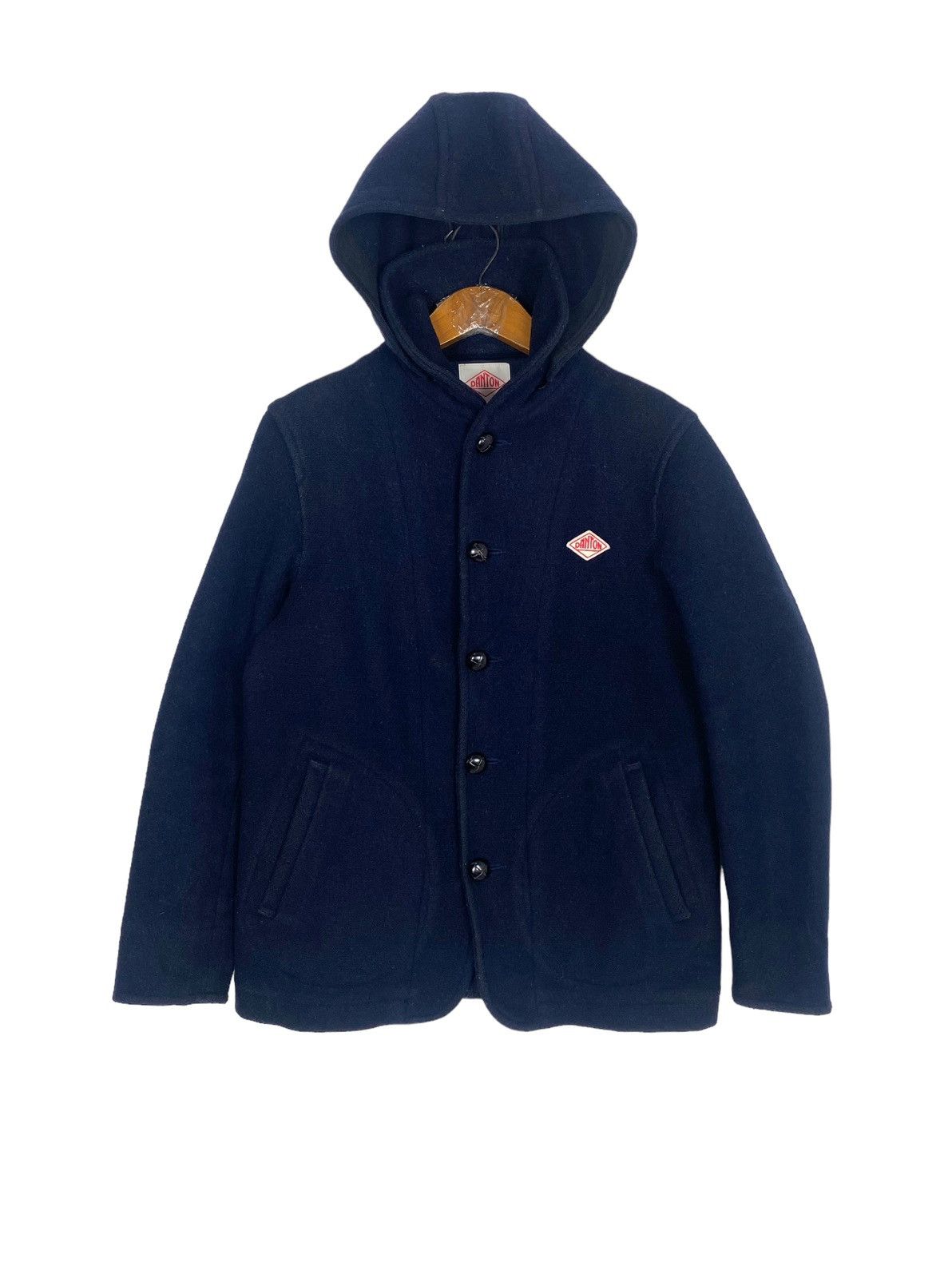 image of Danton Wool Coat Hoodie Made In Japan in Navy, Men's (Size Small)