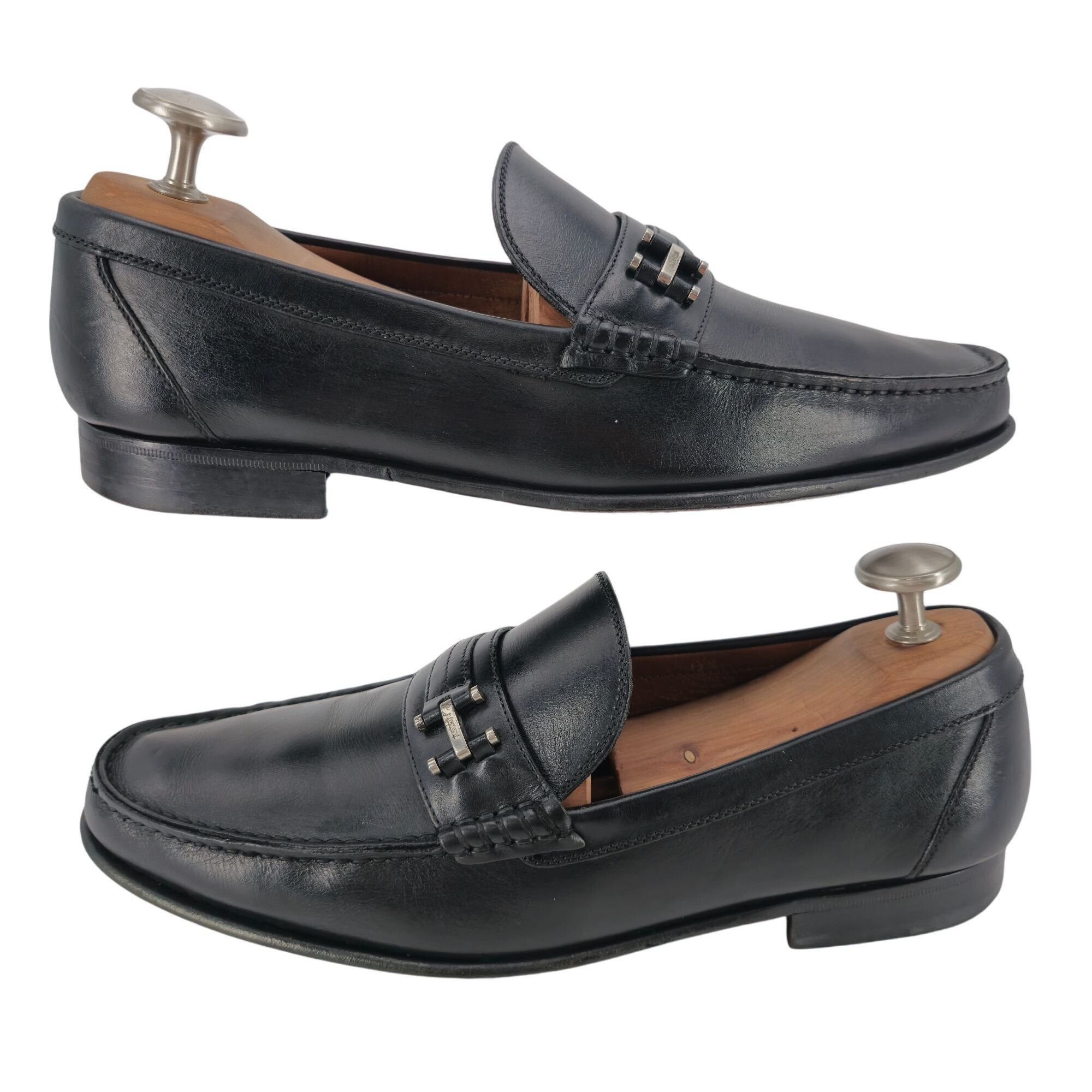 Testoni A. Testoni Mens Black Leather Bit Loafers Size 8.5 Italian Size US 8.5 / EU 41-42 - 6 Thumbnail
