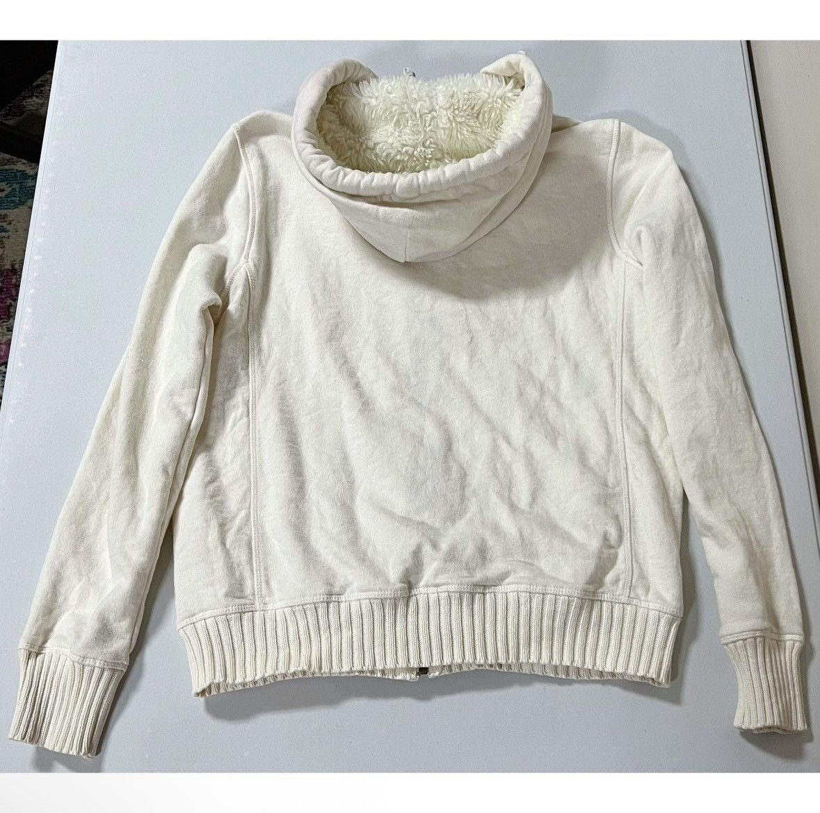 Gap White Fur Lined Zipper Sweater Sweatshirt Hoodie Size S 🤍✨ Size S / US 4 / IT 40 - 4 Thumbnail