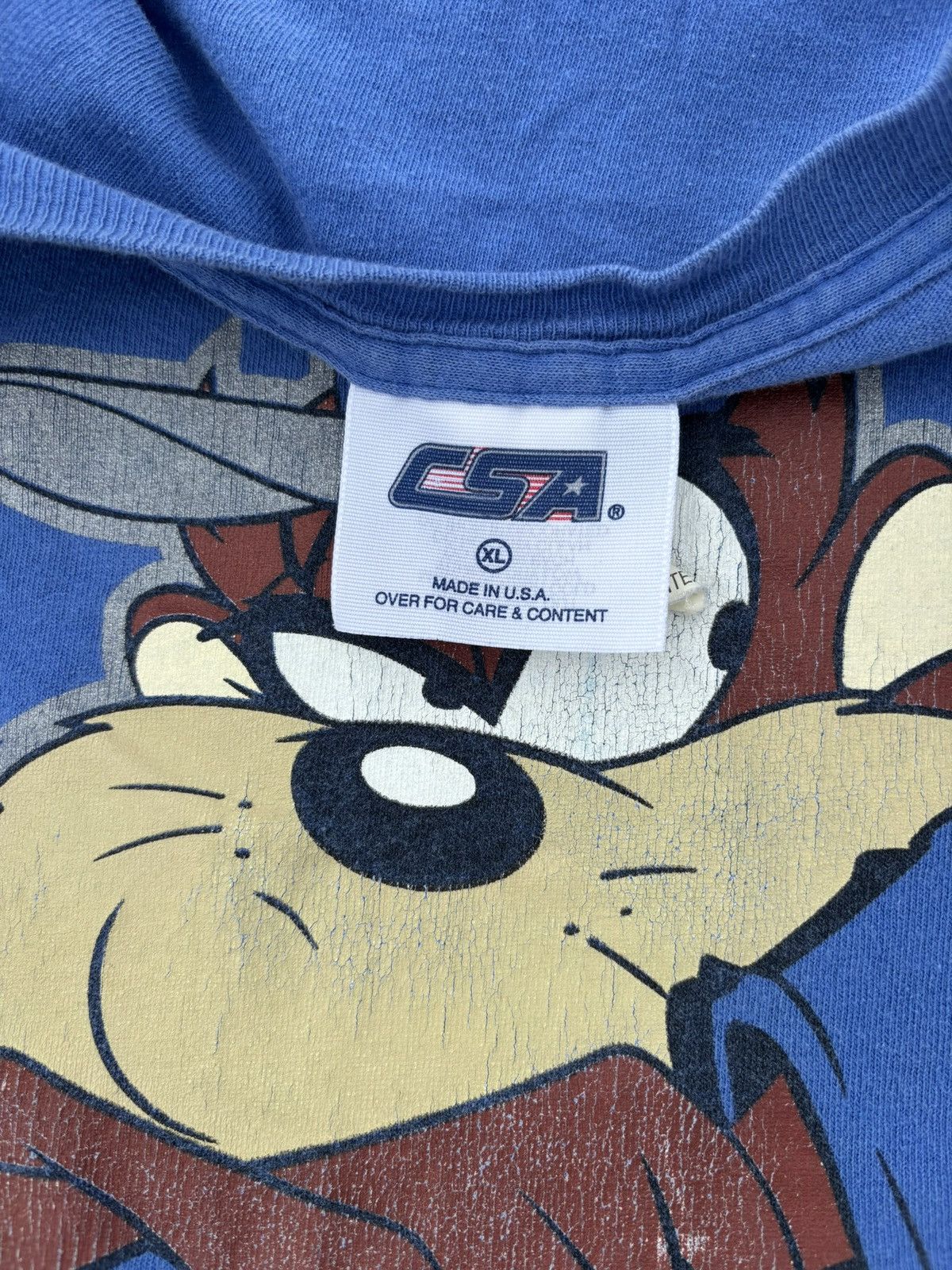 CSA Vintage 1998 Detroit Lions Taz Looney Tunes T Shirt Size US XL / EU 56 / 4 - 6 Thumbnail