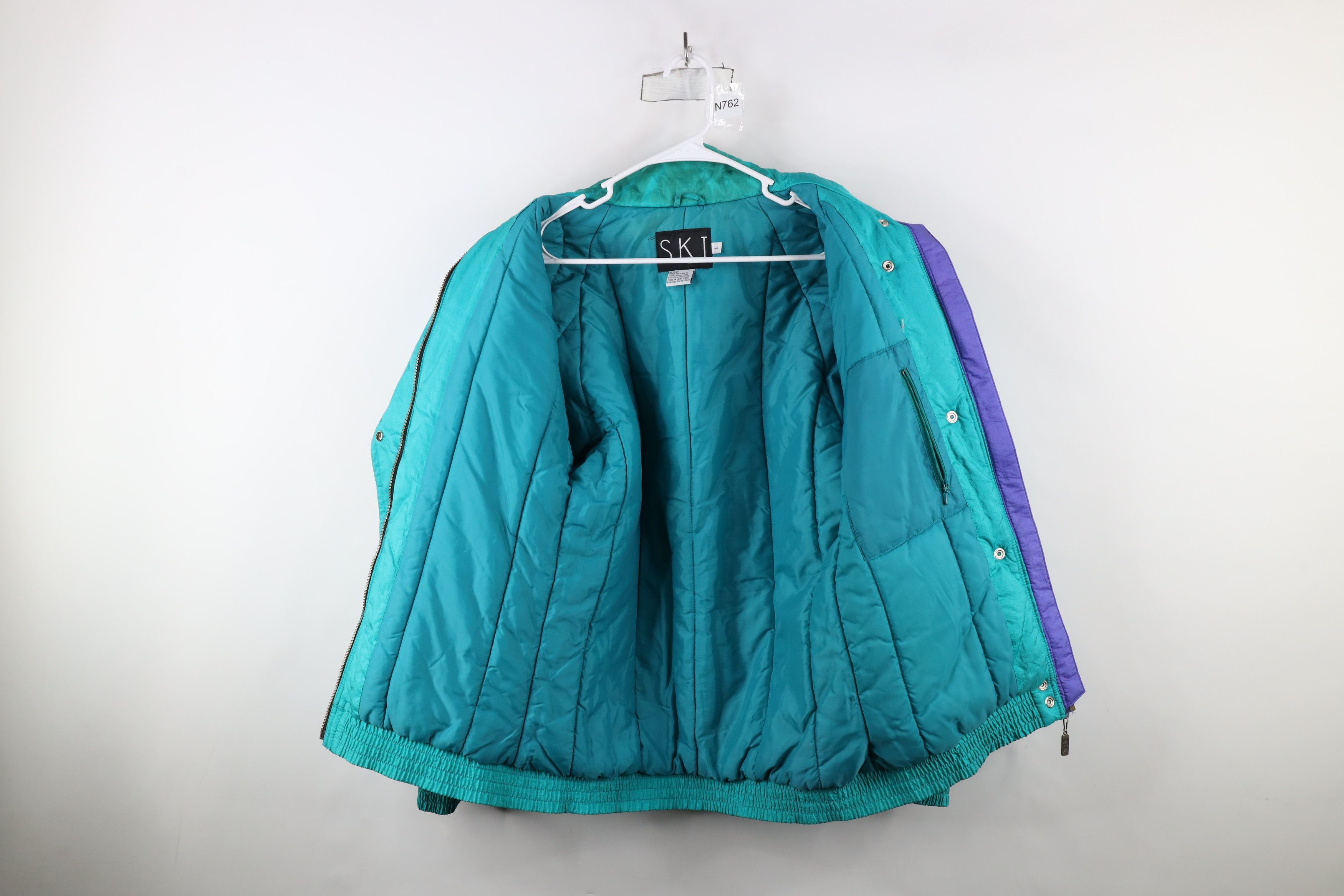Vintage Vintage 90s Streetwear Block Full Zip Puffer Jacket Skiing Size L / US 10 / IT 46 - 10 Thumbnail