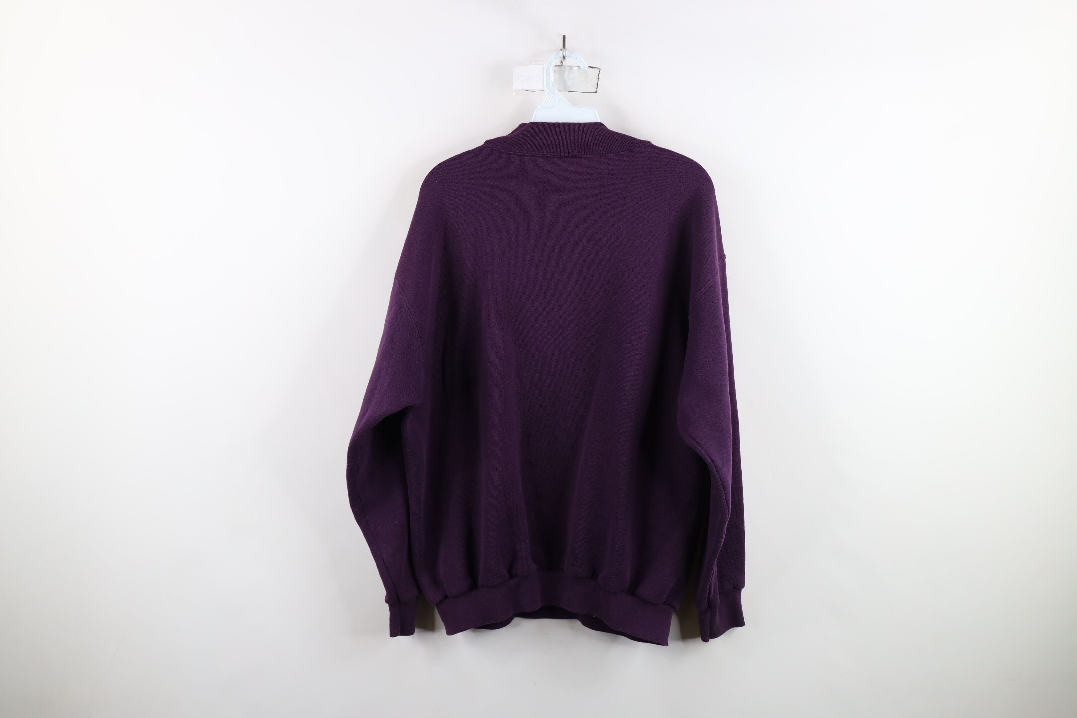 Vintage Vintage 90s Streetwear Blank Mock Neck Sweatshirt Purple USA Size L / US 10 / IT 46 - 8 Thumbnail